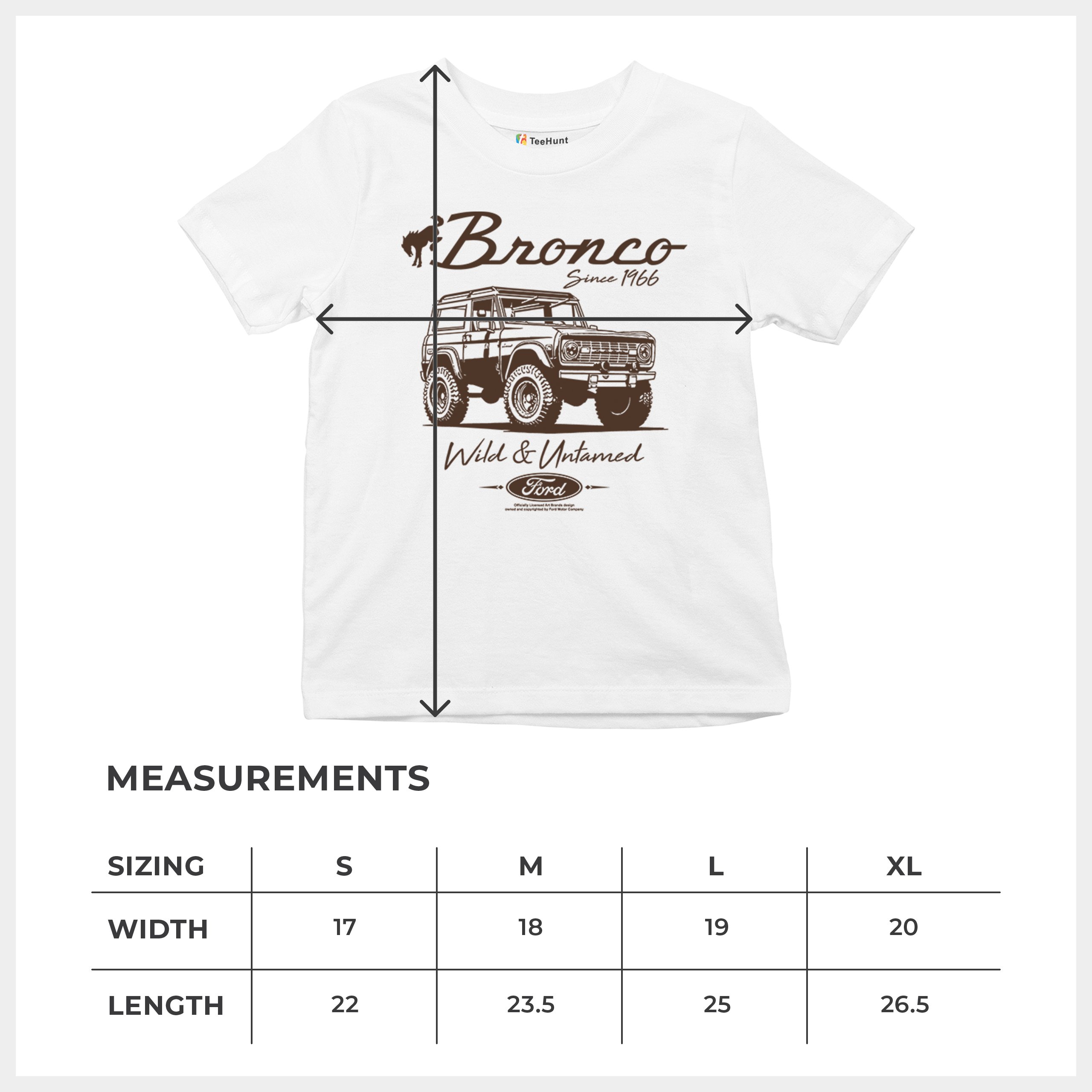 Ford Bronco Wild and Untamed Since 1966 Youth T-shirt Retro Off Road 4x4 Kids - Picture 15 of 36