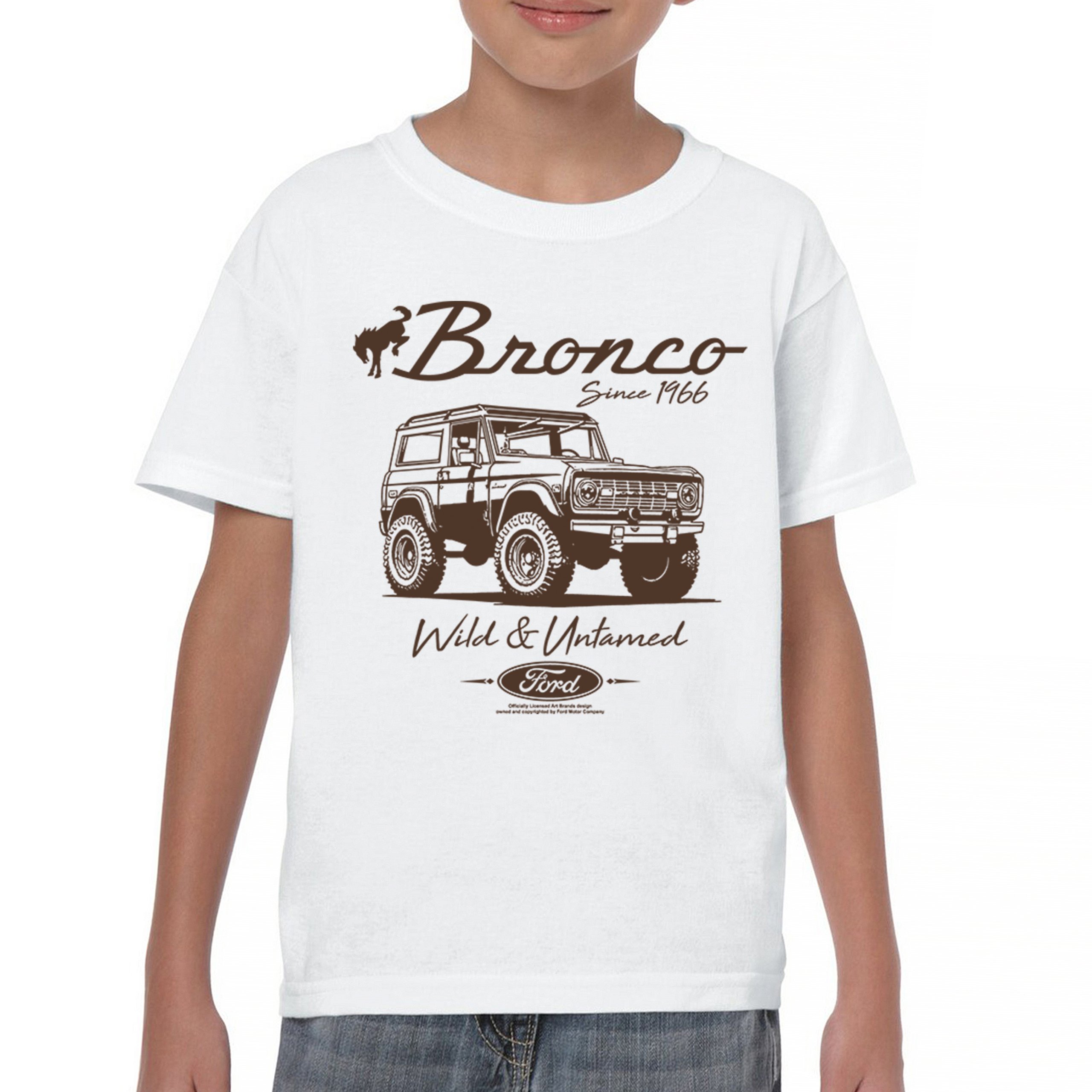 Ford Bronco Wild and Untamed Since 1966 Youth T-shirt Retro Off Road 4x4 Kids - Picture 9 of 36