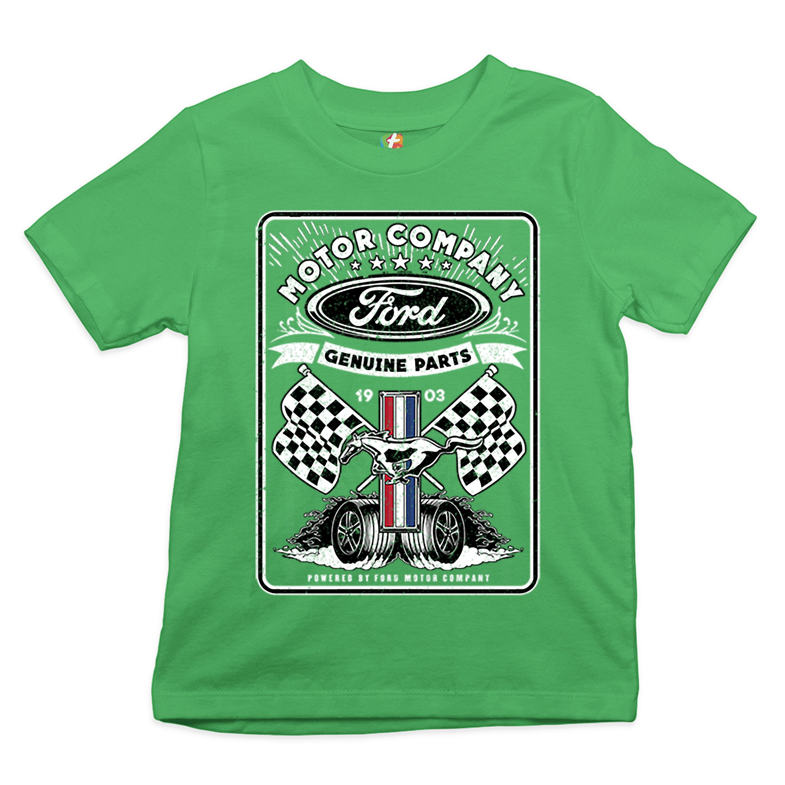 Ford Motor Company Youth T-shirt Racing Flags Mustang Logo Licensed Kids - Picture 19 of 30