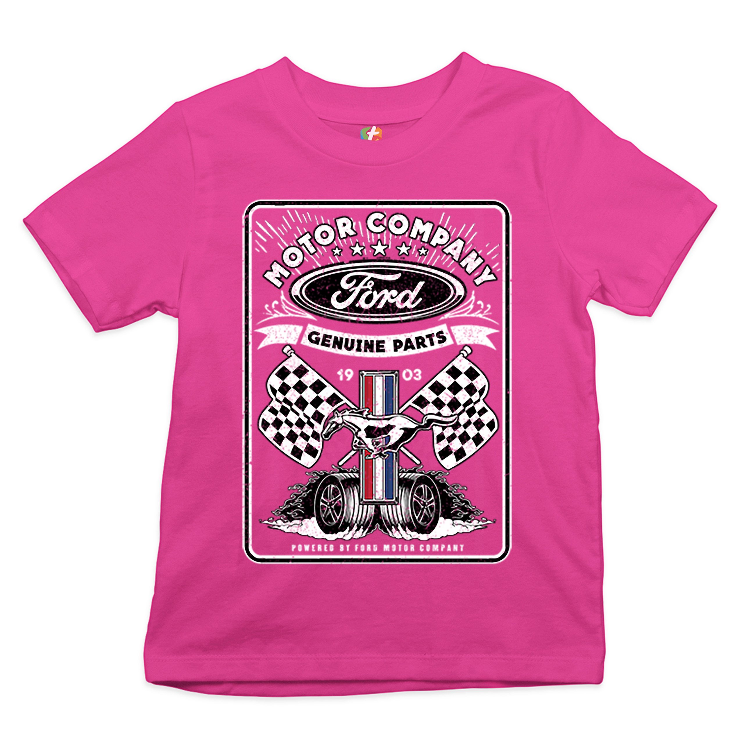 Ford Motor Company Youth T-shirt Racing Flags Mustang Logo Licensed Kids - Picture 27 of 30