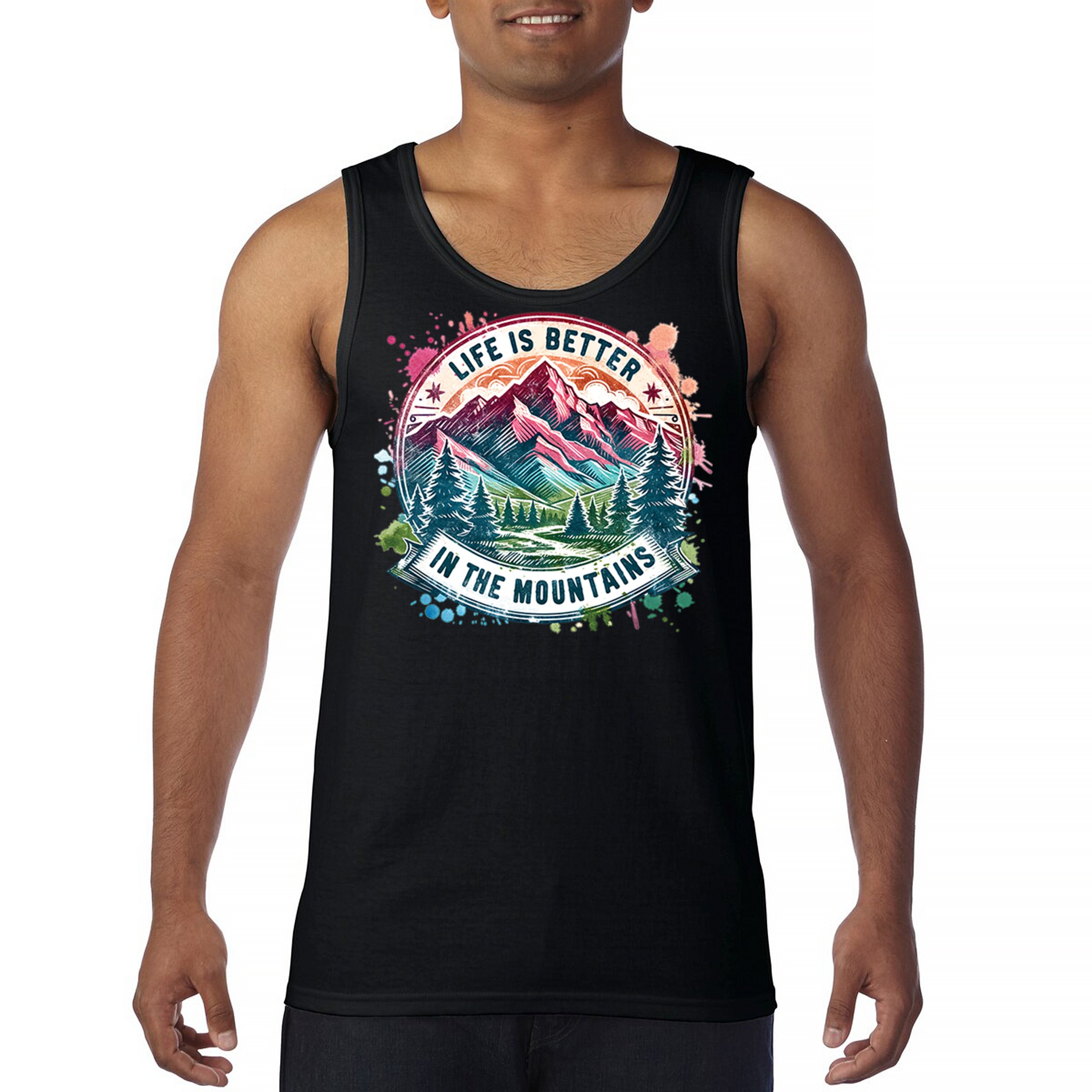 Life is Better in the Mountains Men’s Tank Top Trail Hiking Camping
