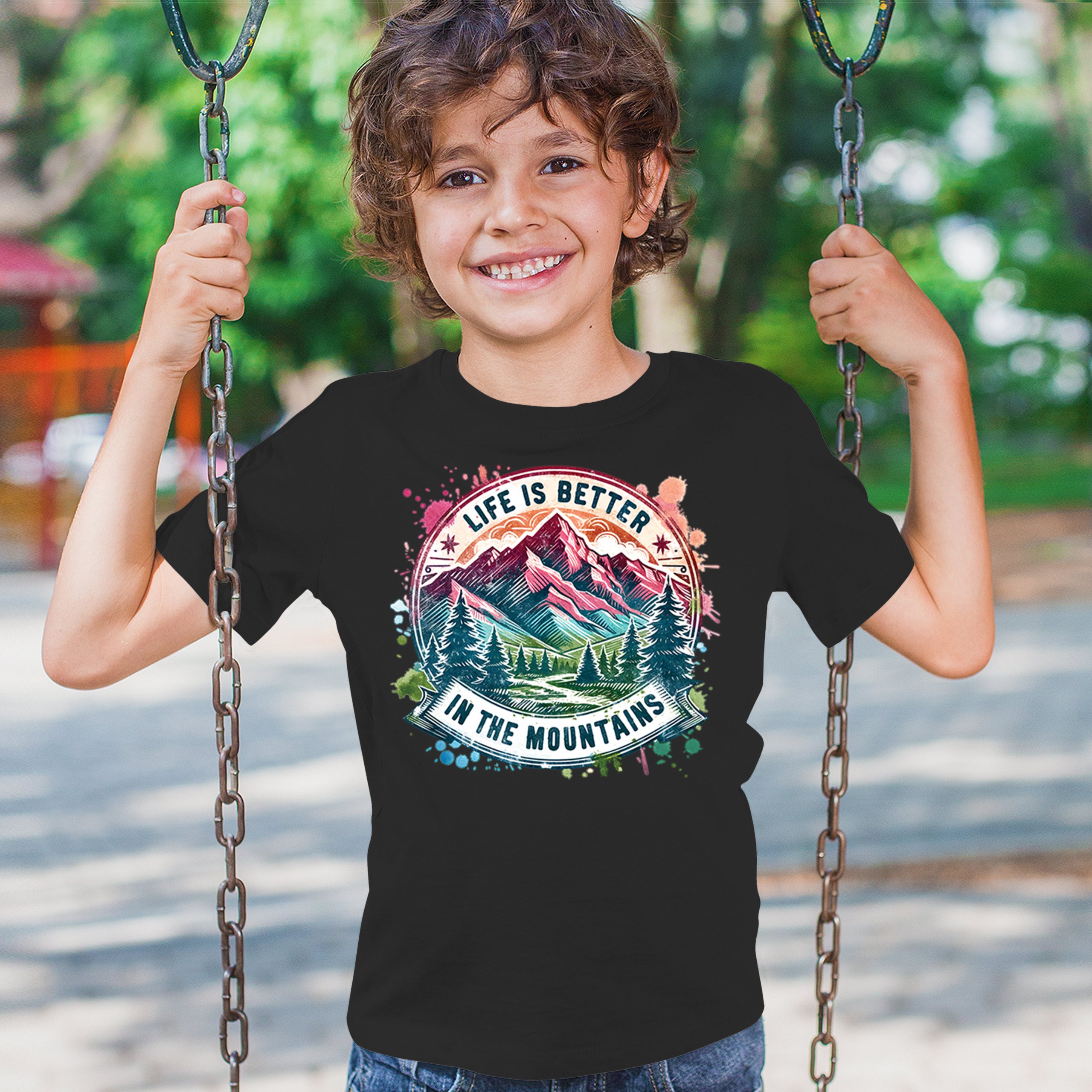 Life is Better in the Mountains Youth T-shirt Trail Hiking Camping Kids - Picture 5 of 50