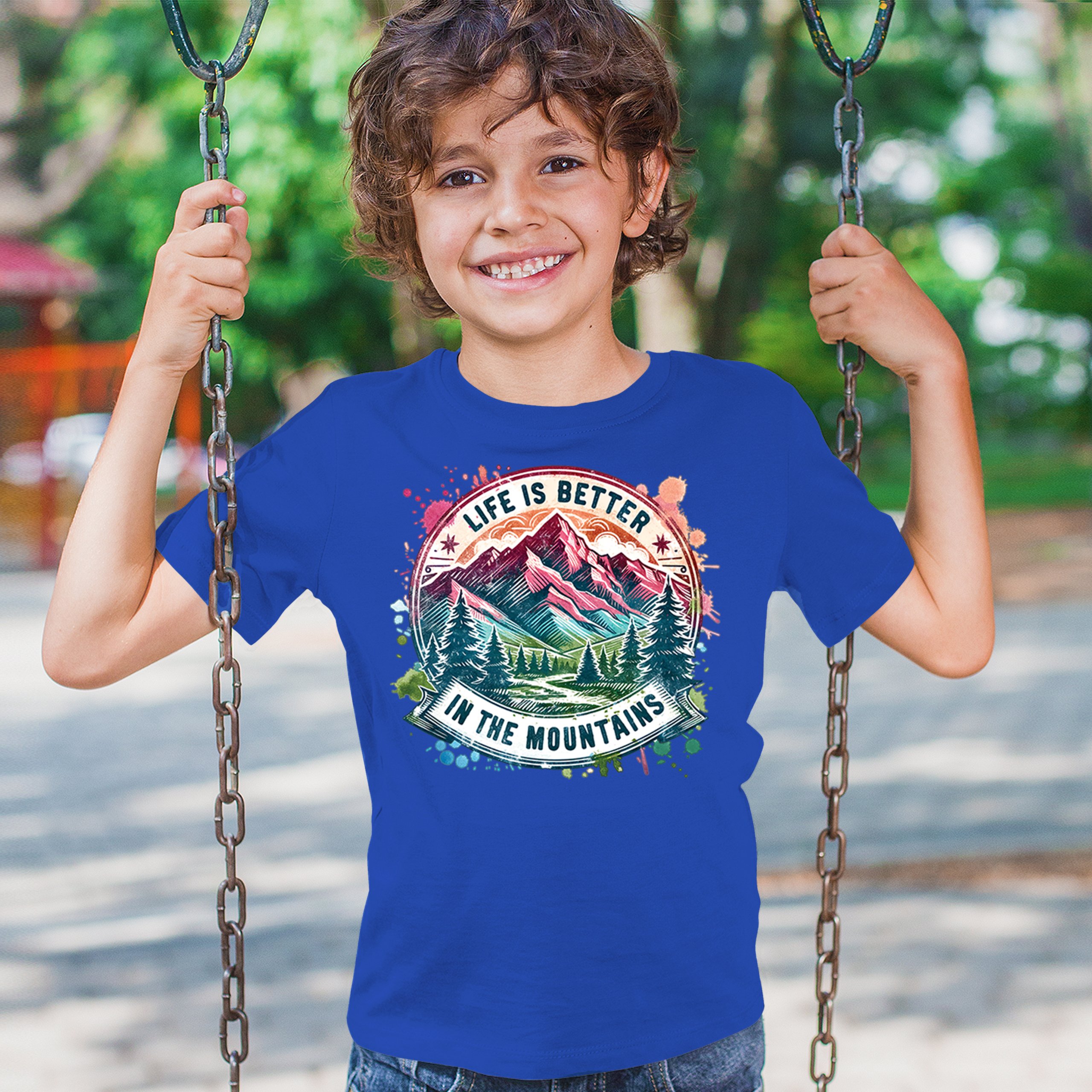 Life is Better in the Mountains Youth T-shirt Trail Hiking Camping Kids - Picture 40 of 50