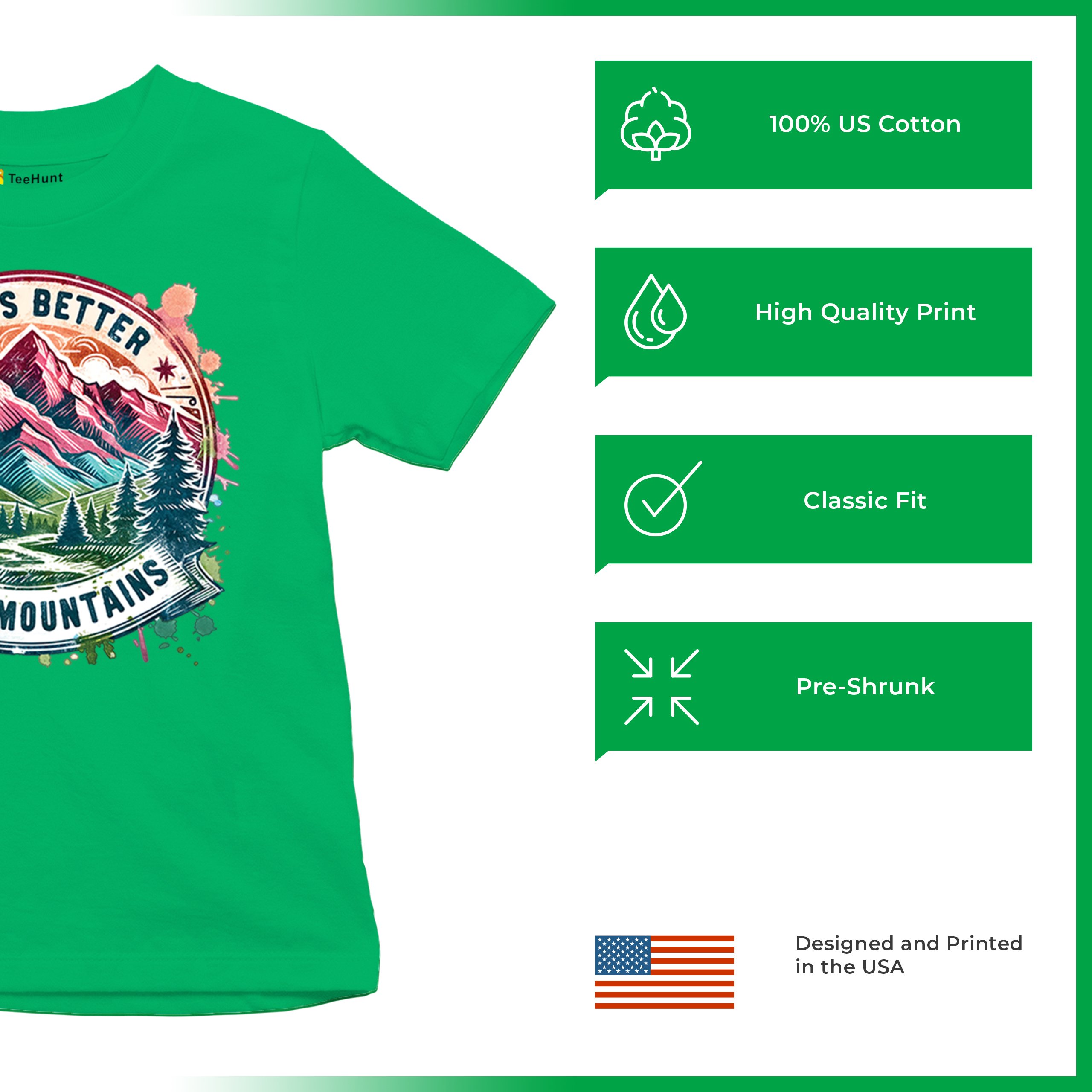 Life is Better in the Mountains Youth T-shirt Trail Hiking Camping Kids - Picture 35 of 50