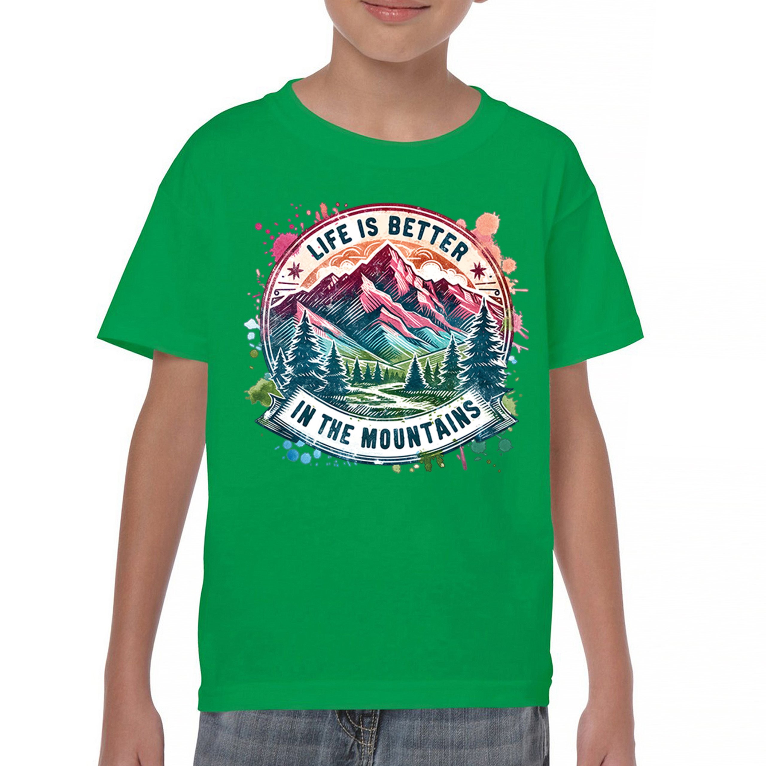 Life is Better in the Mountains Youth T-shirt Trail Hiking Camping Kids - Picture 30 of 50