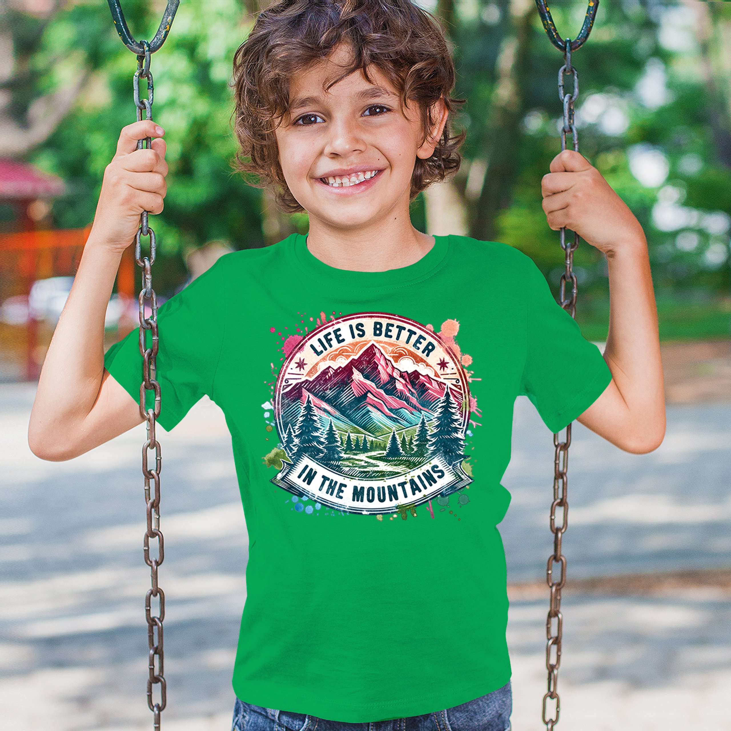 Life is Better in the Mountains Youth T-shirt Trail Hiking Camping Kids - Picture 33 of 50