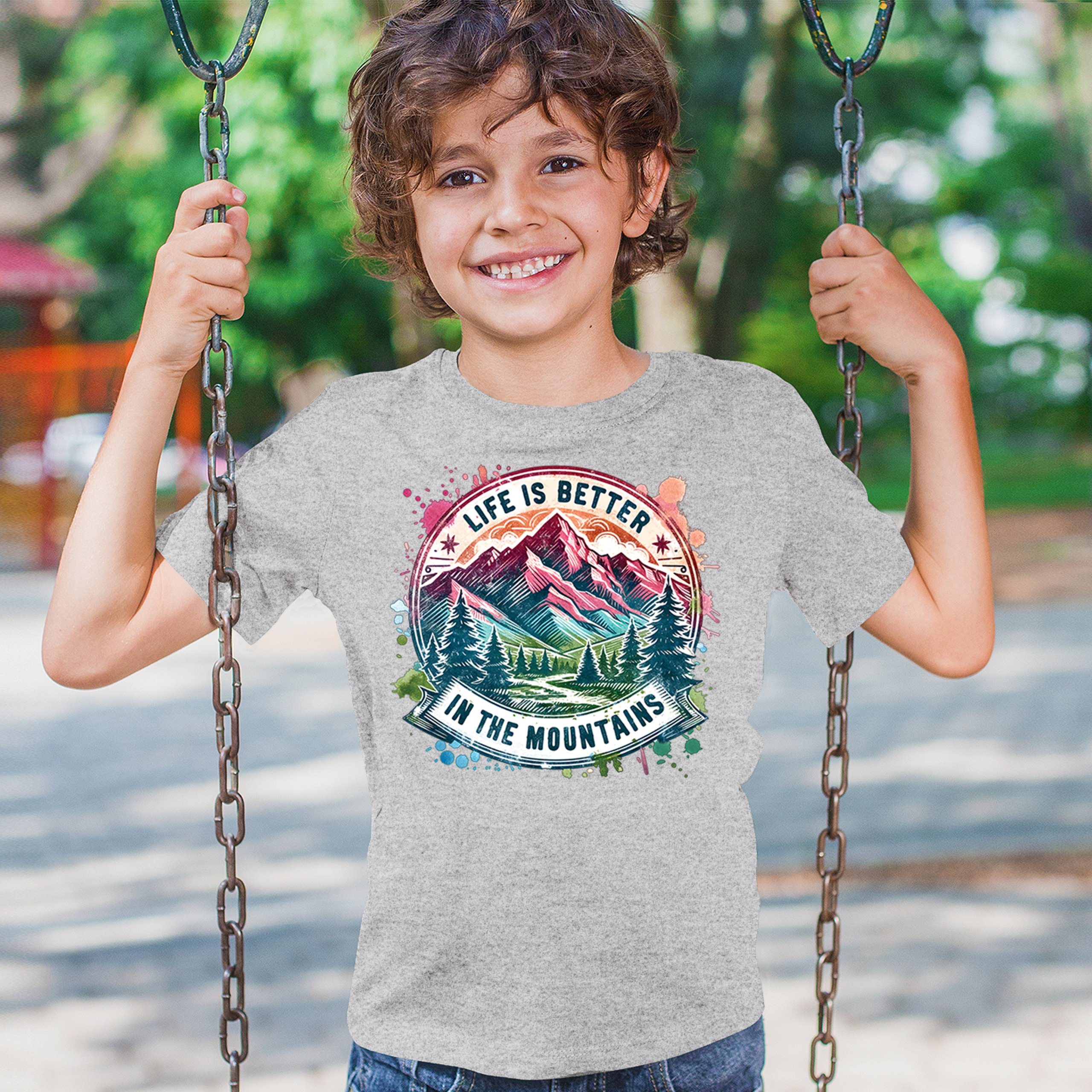 Life is Better in the Mountains Youth T-shirt Trail Hiking Camping Kids - Picture 12 of 50