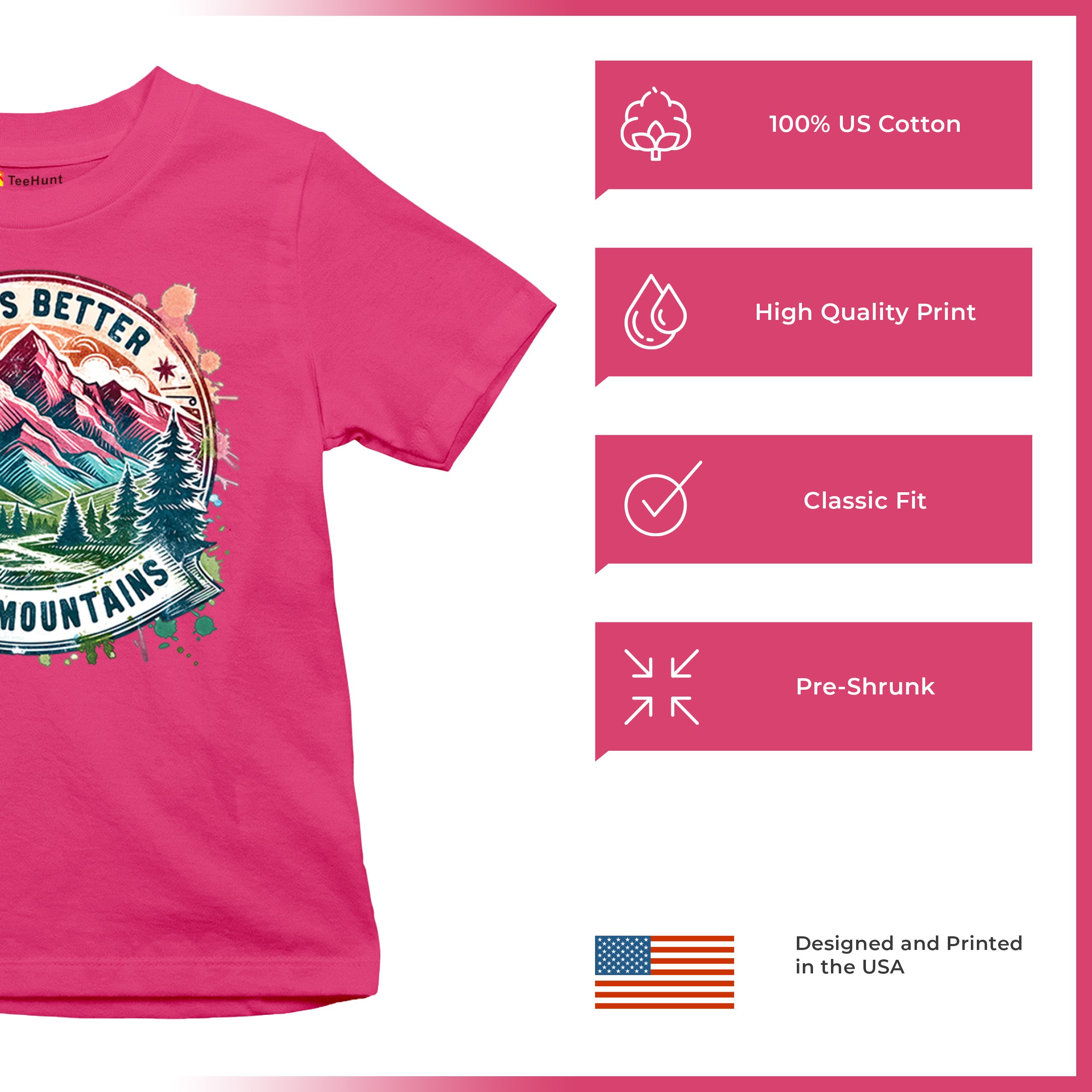 Life is Better in the Mountains Youth T-shirt Trail Hiking Camping Kids - Picture 49 of 50