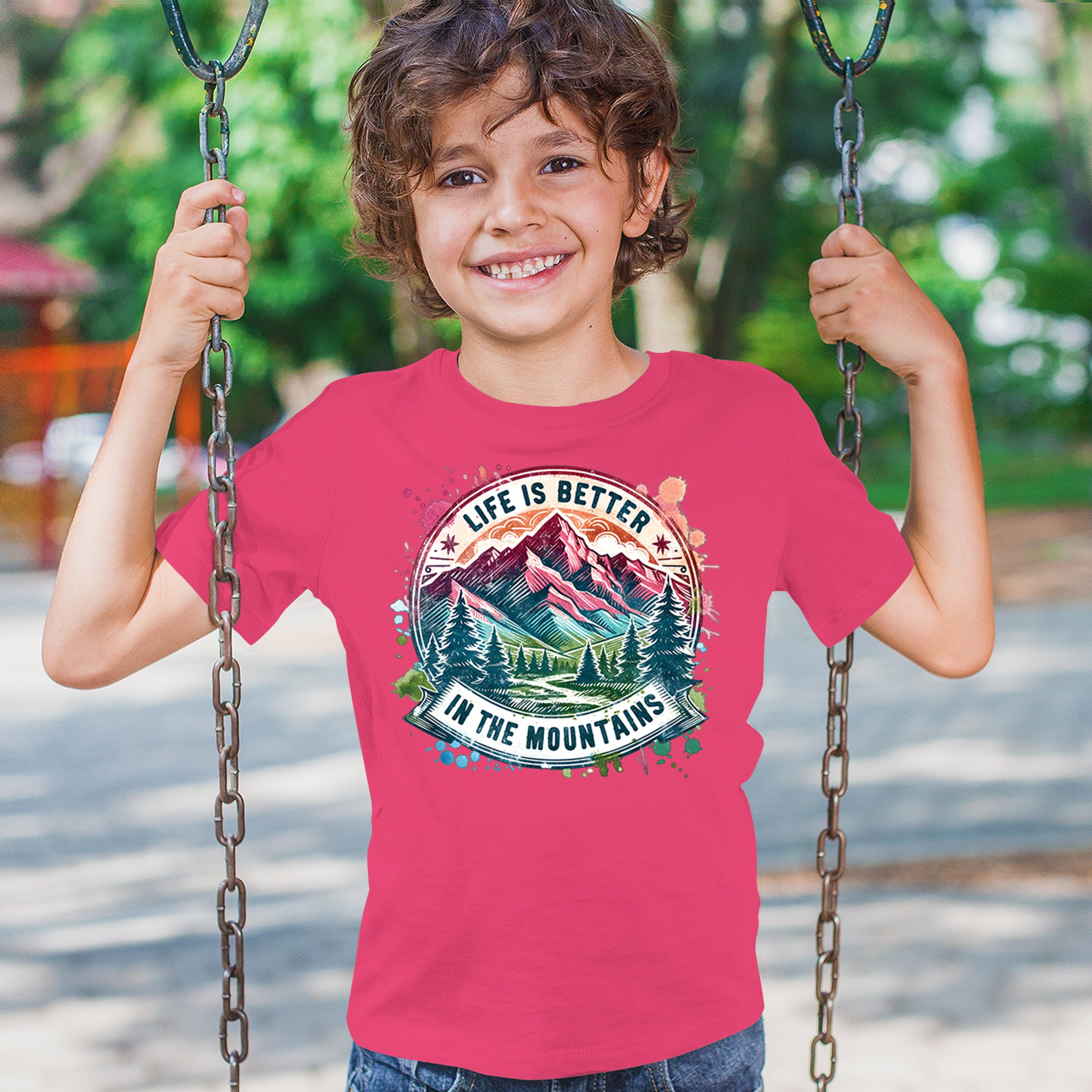 Life is Better in the Mountains Youth T-shirt Trail Hiking Camping Kids - Picture 47 of 50