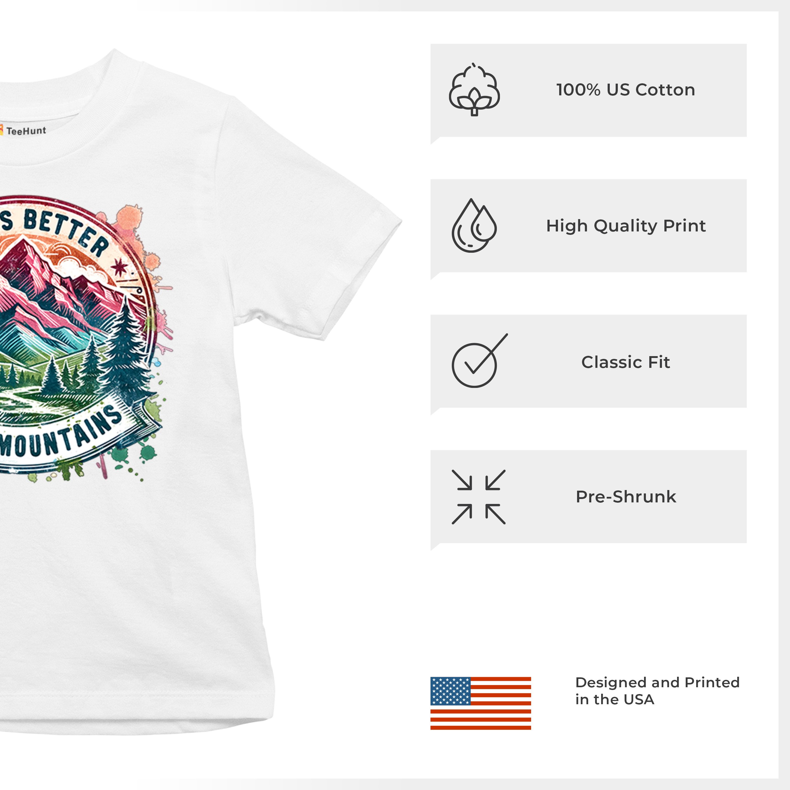 Life is Better in the Mountains Youth T-shirt Trail Hiking Camping Kids - Picture 28 of 50