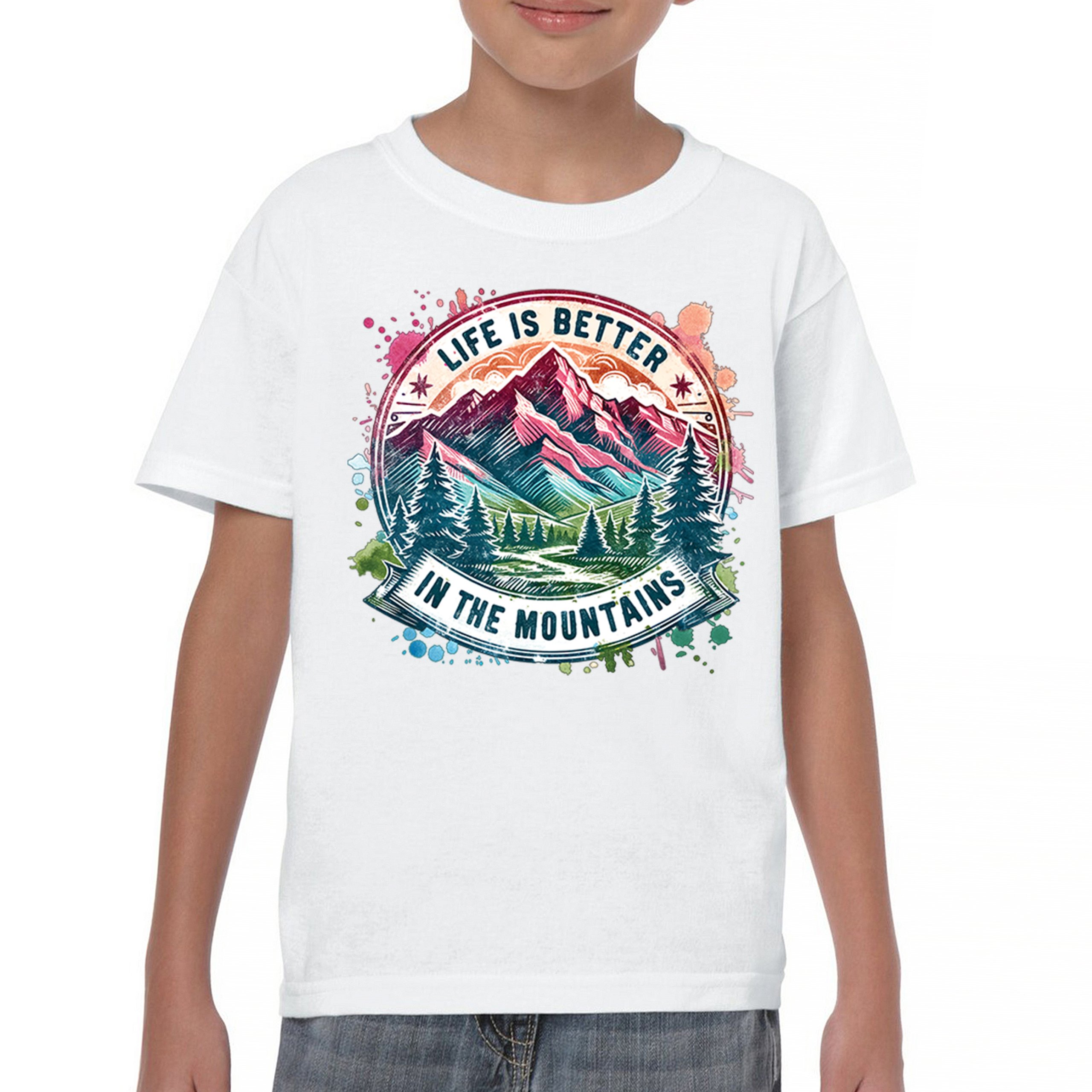 Life is Better in the Mountains Youth T-shirt Trail Hiking Camping Kids - Picture 23 of 50