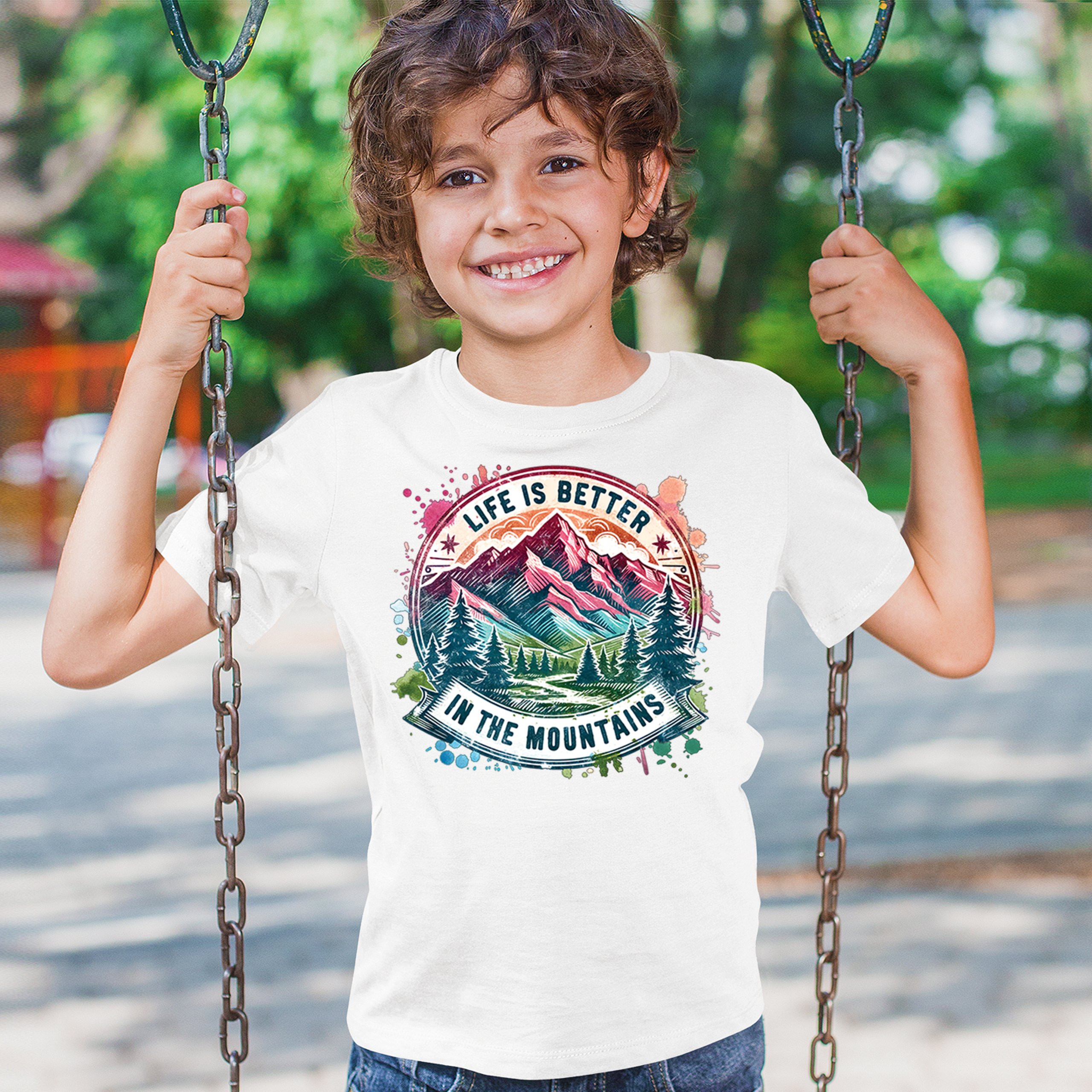 Life is Better in the Mountains Youth T-shirt Trail Hiking Camping Kids - Picture 26 of 50