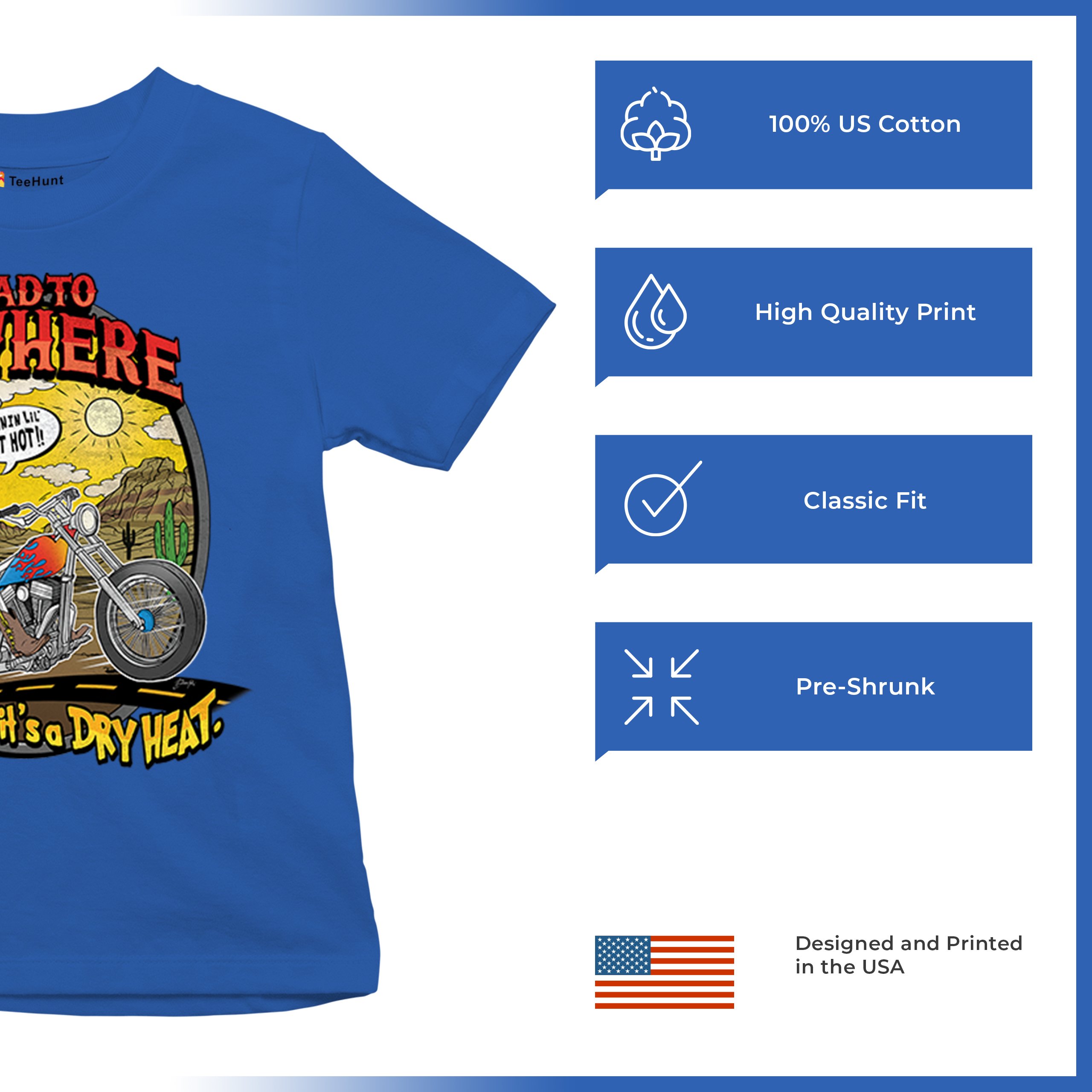 Road to Nowhere Youth T-shirt But its a Dry Heat Funny Biker Motorcycle Kids - Picture 42 of 50