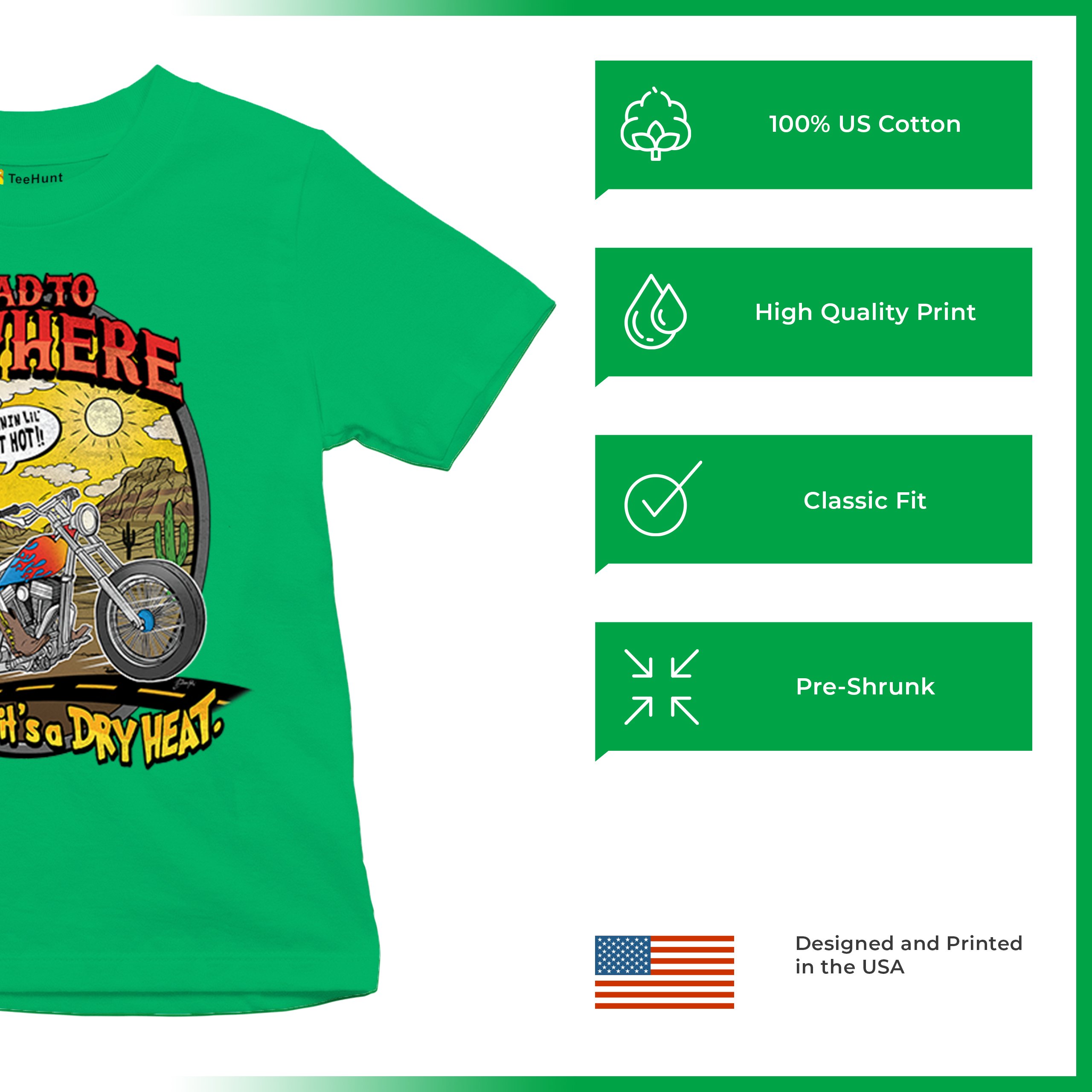 Road to Nowhere Youth T-shirt But its a Dry Heat Funny Biker Motorcycle Kids - Picture 35 of 50