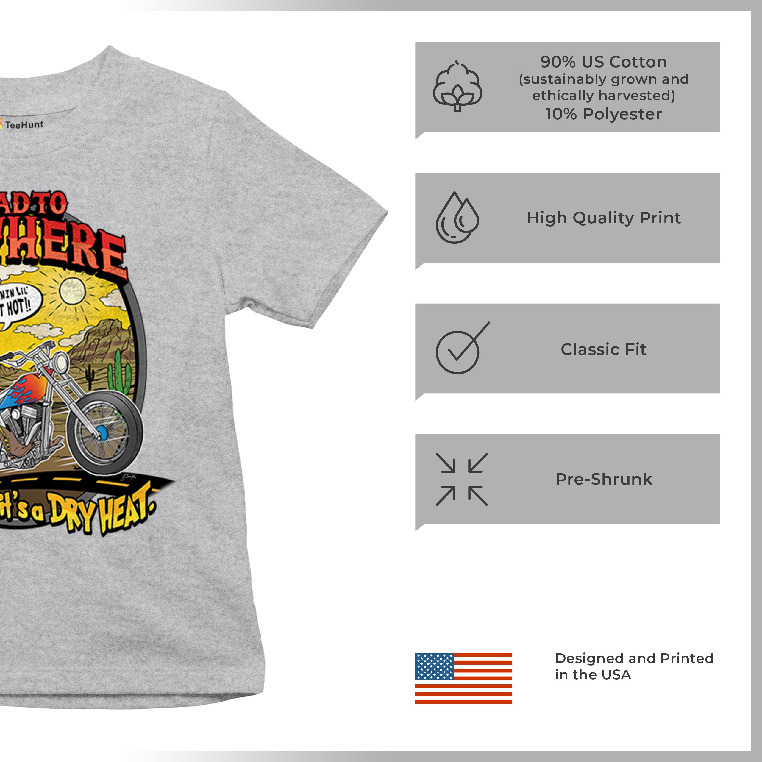 Road to Nowhere Youth T-shirt But its a Dry Heat Funny Biker Motorcycle Kids - Picture 14 of 50