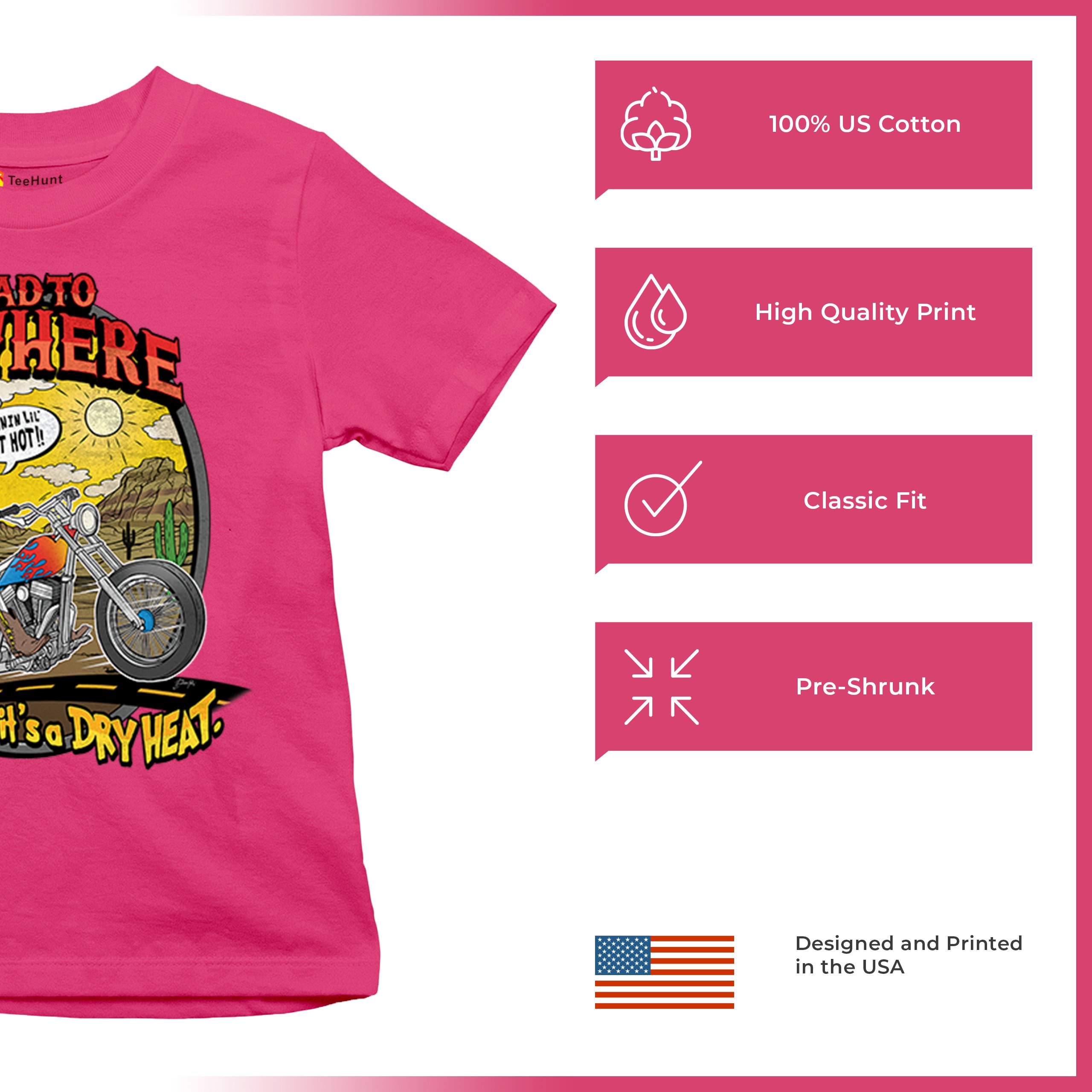 Road to Nowhere Youth T-shirt But its a Dry Heat Funny Biker Motorcycle Kids - Picture 49 of 50