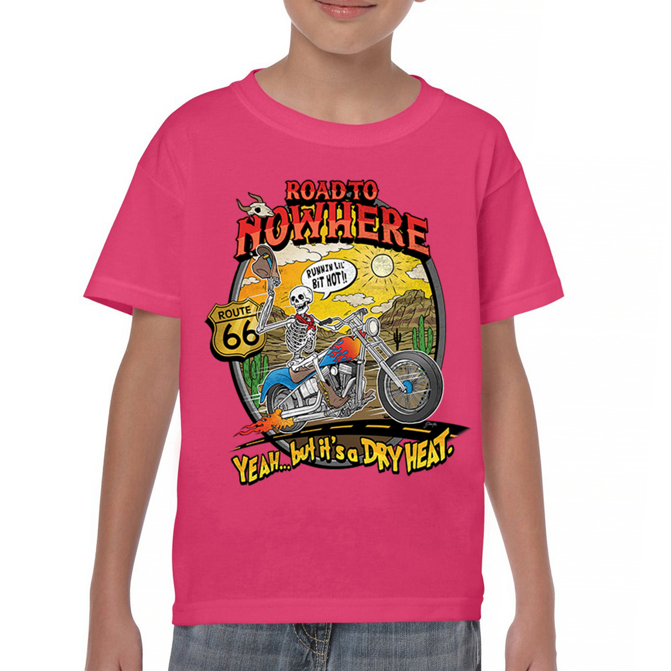 Road to Nowhere Youth T-shirt But its a Dry Heat Funny Biker Motorcycle Kids - Picture 44 of 50