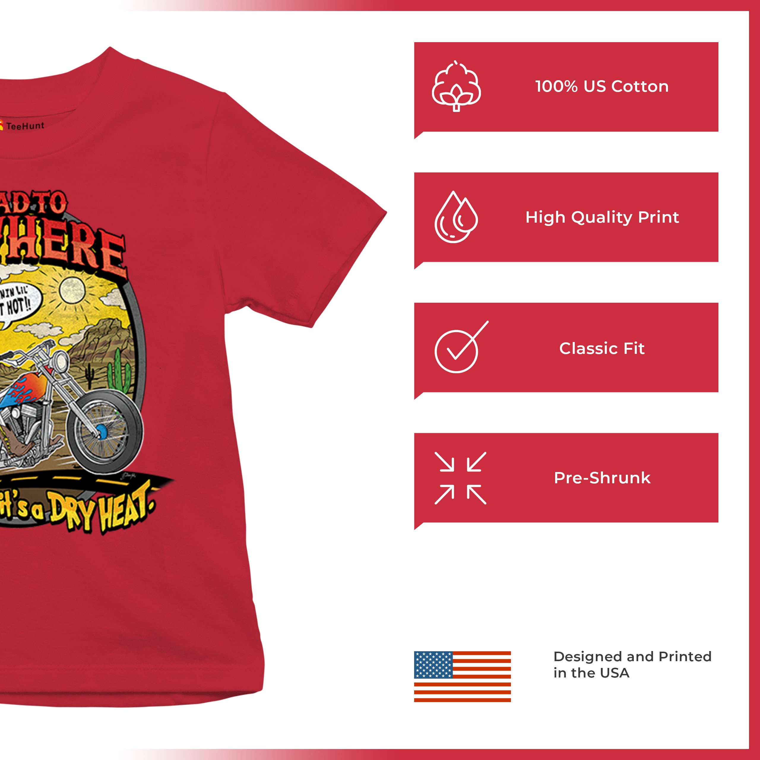 Road to Nowhere Youth T-shirt But its a Dry Heat Funny Biker Motorcycle Kids - Picture 21 of 50