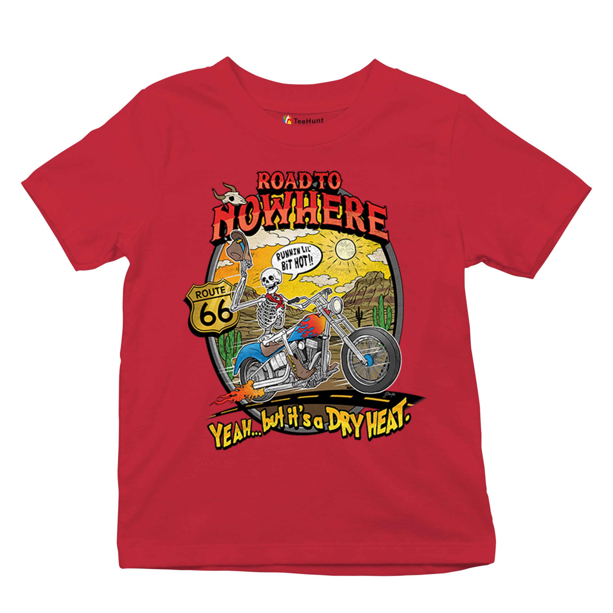 Road to Nowhere Youth T-shirt But its a Dry Heat Funny Biker Motorcycle Kids - Picture 20 of 50