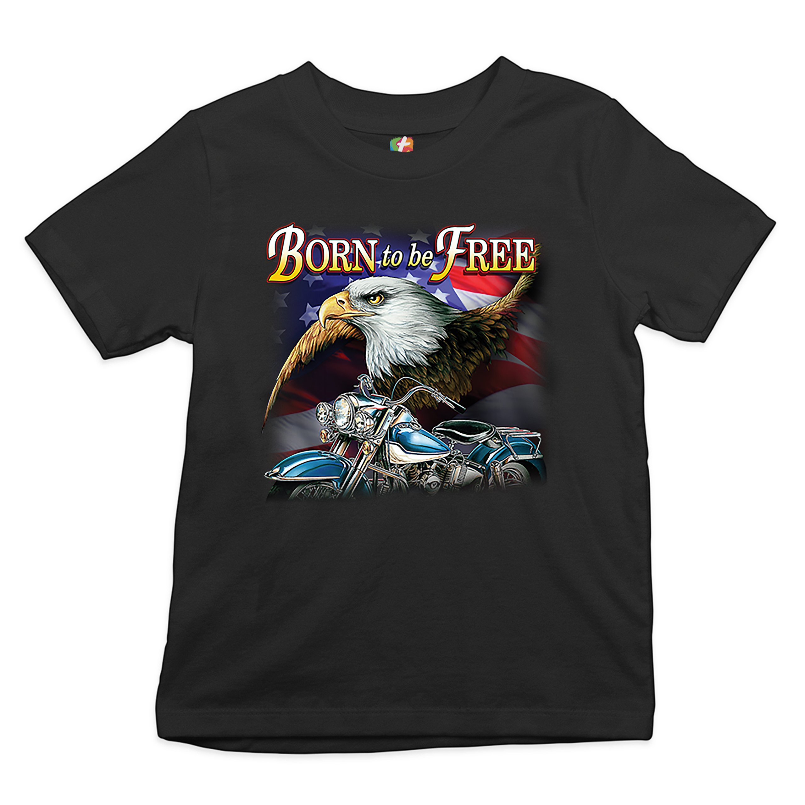Born to Be Free Youth T-shirt American Bald Eagle Chopper Biker Patriotic Kids - Picture 2 of 29