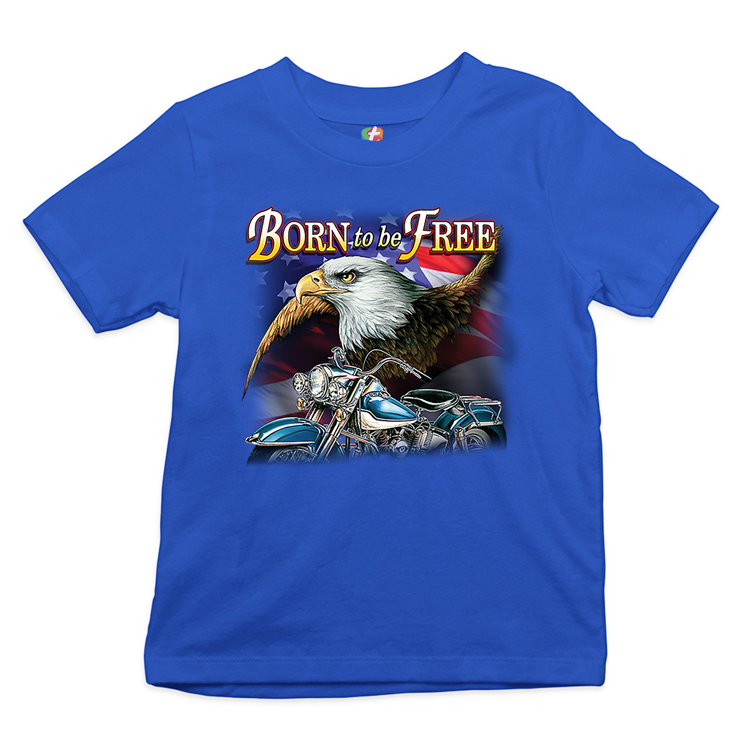 Born to Be Free Youth T-shirt American Bald Eagle Chopper Biker Patriotic Kids - Picture 22 of 29
