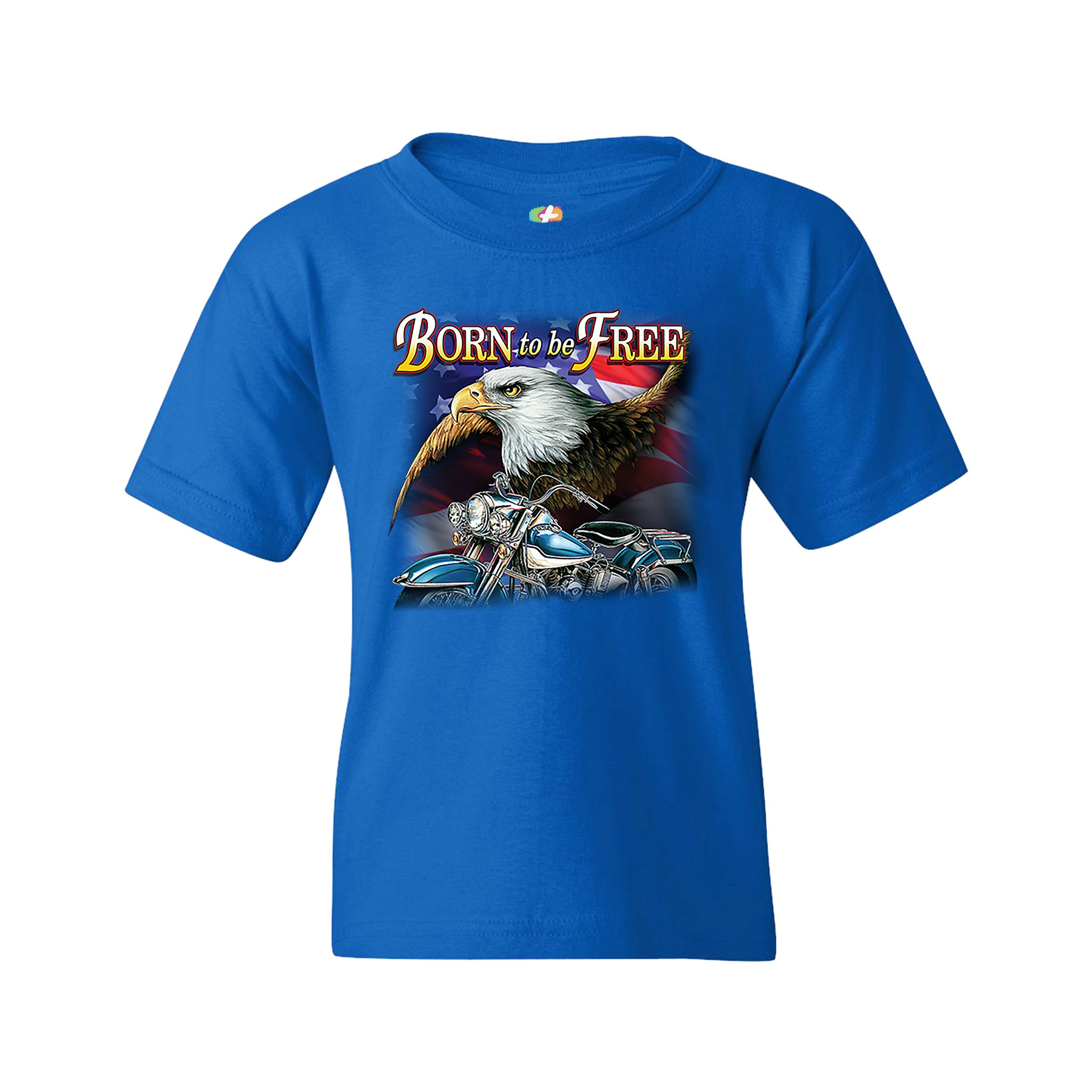 Born to Be Free Youth T-shirt American Bald Eagle Chopper Biker Patriotic Kids - Picture 23 of 29