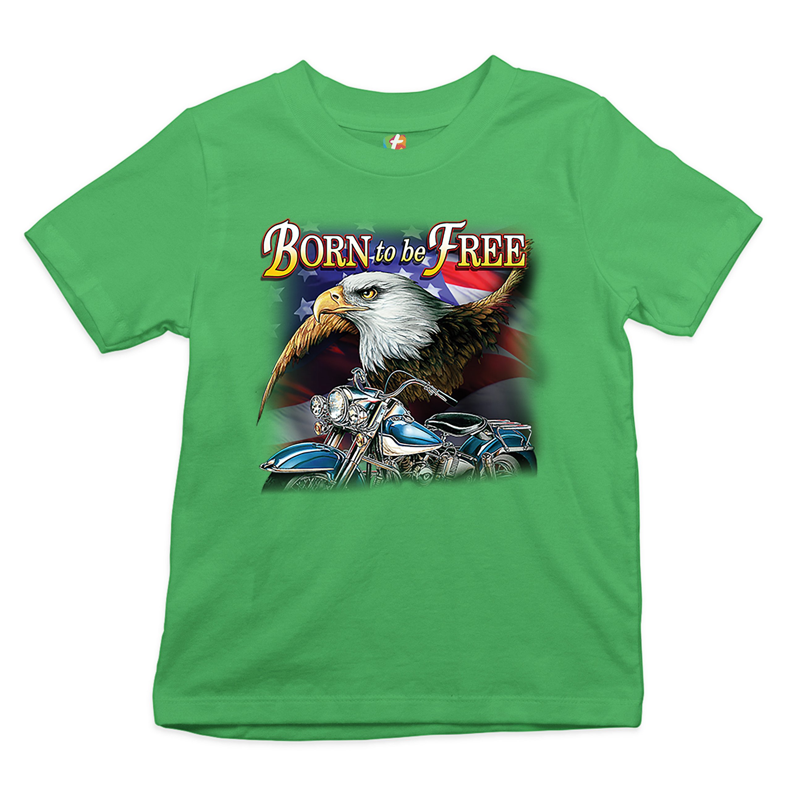 Born to Be Free Youth T-shirt American Bald Eagle Chopper Biker Patriotic Kids - Picture 18 of 29