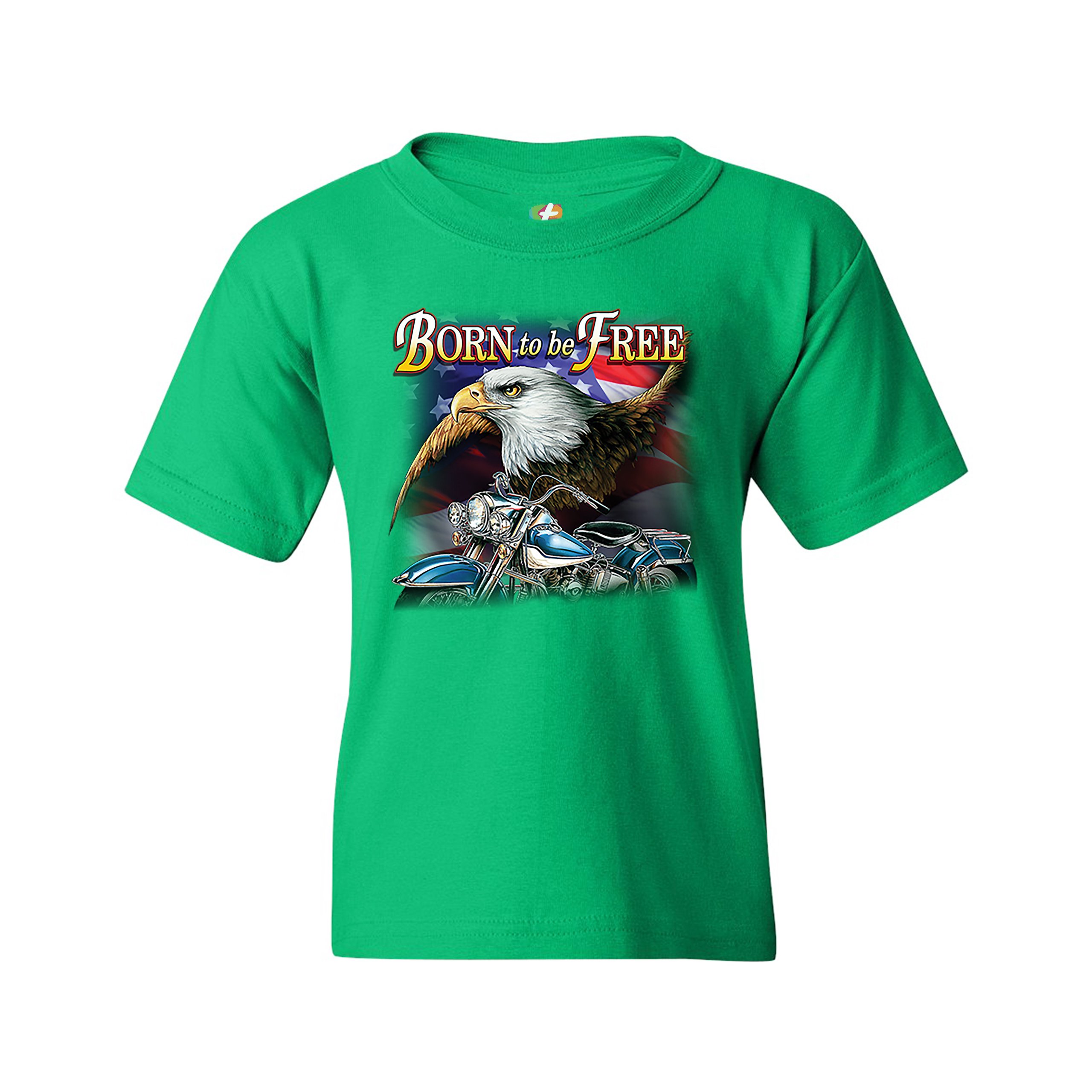 Born to Be Free Youth T-shirt American Bald Eagle Chopper Biker Patriotic Kids - Picture 19 of 29