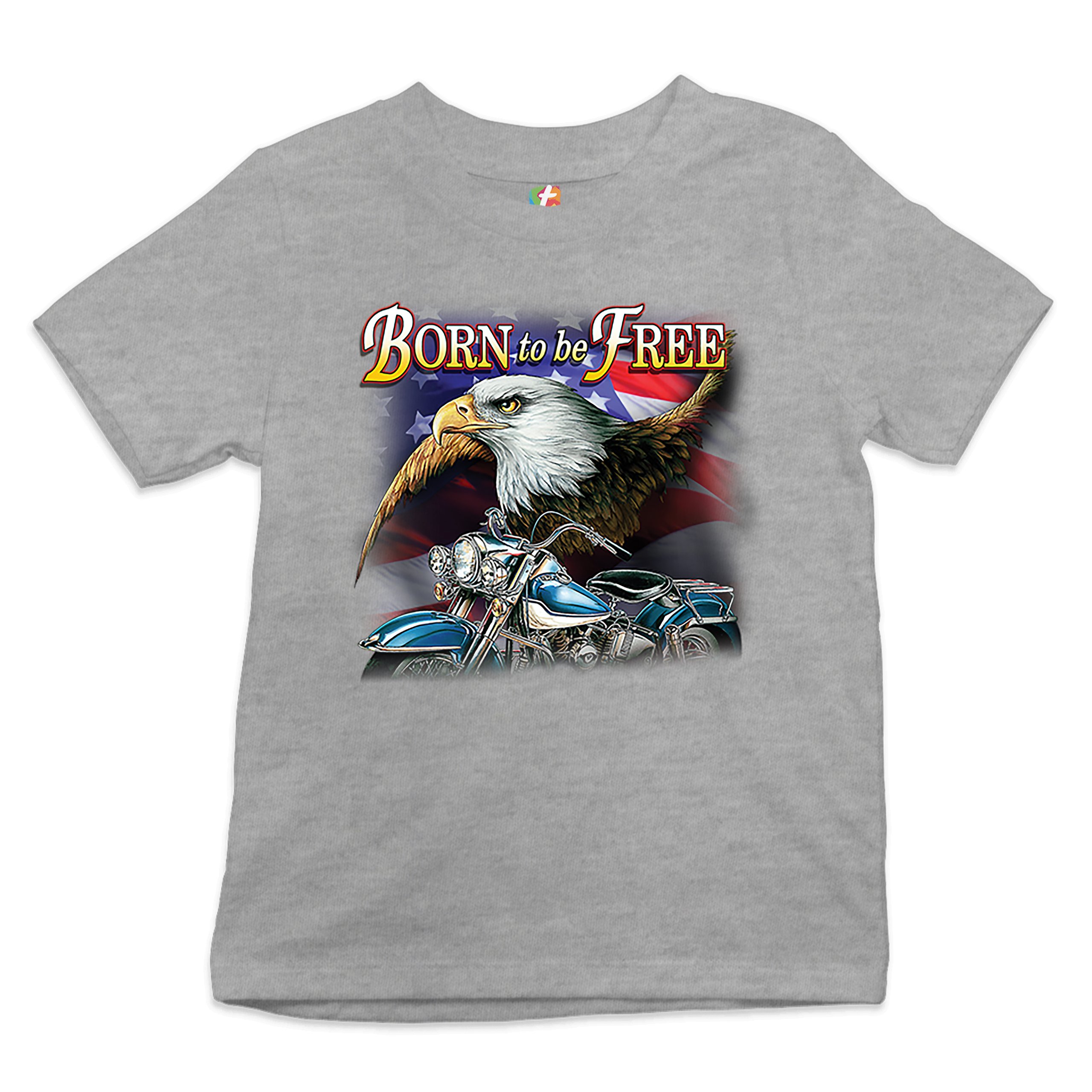 Born to Be Free Youth T-shirt American Bald Eagle Chopper Biker Patriotic Kids - Picture 6 of 29
