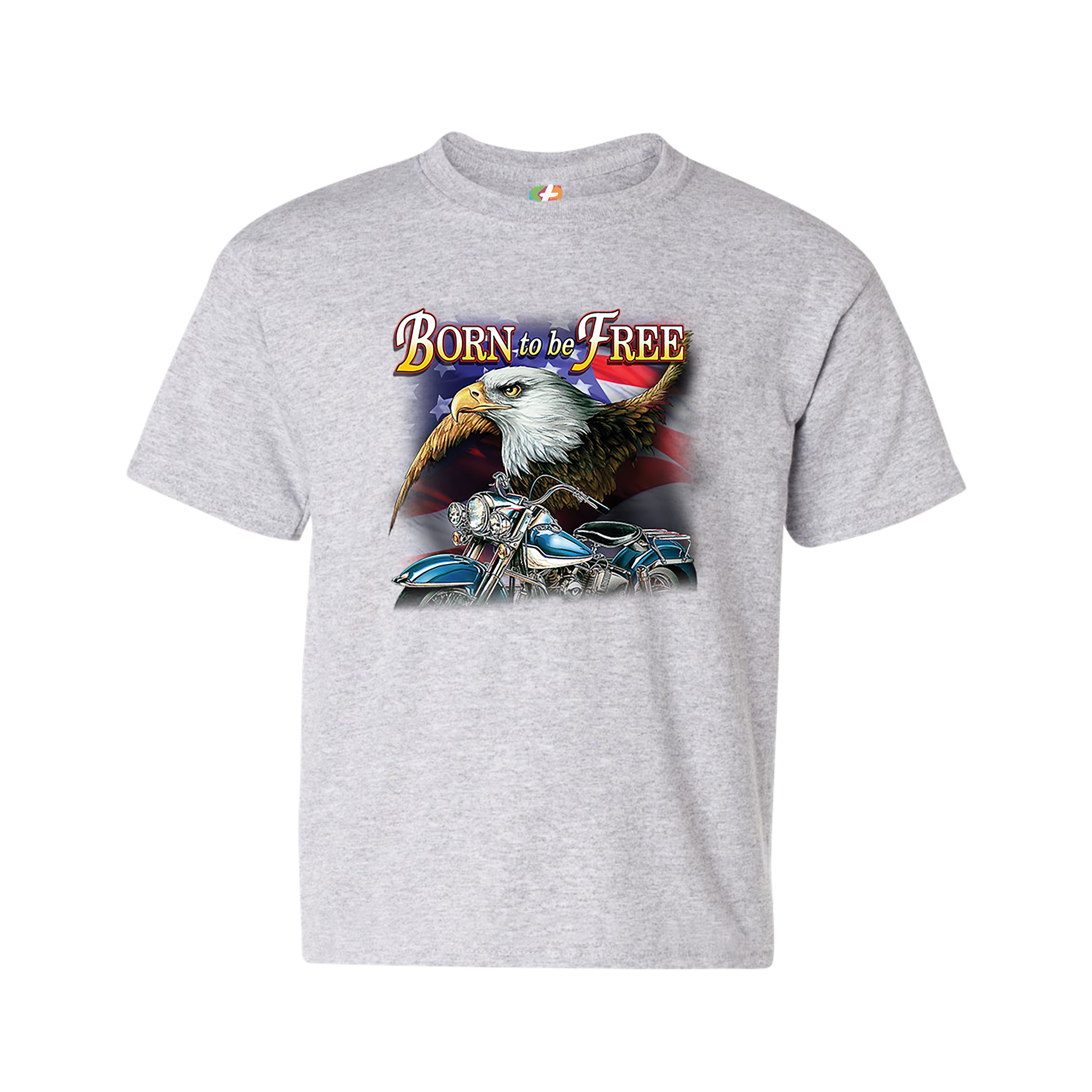 Born to Be Free Youth T-shirt American Bald Eagle Chopper Biker Patriotic Kids - Picture 7 of 29