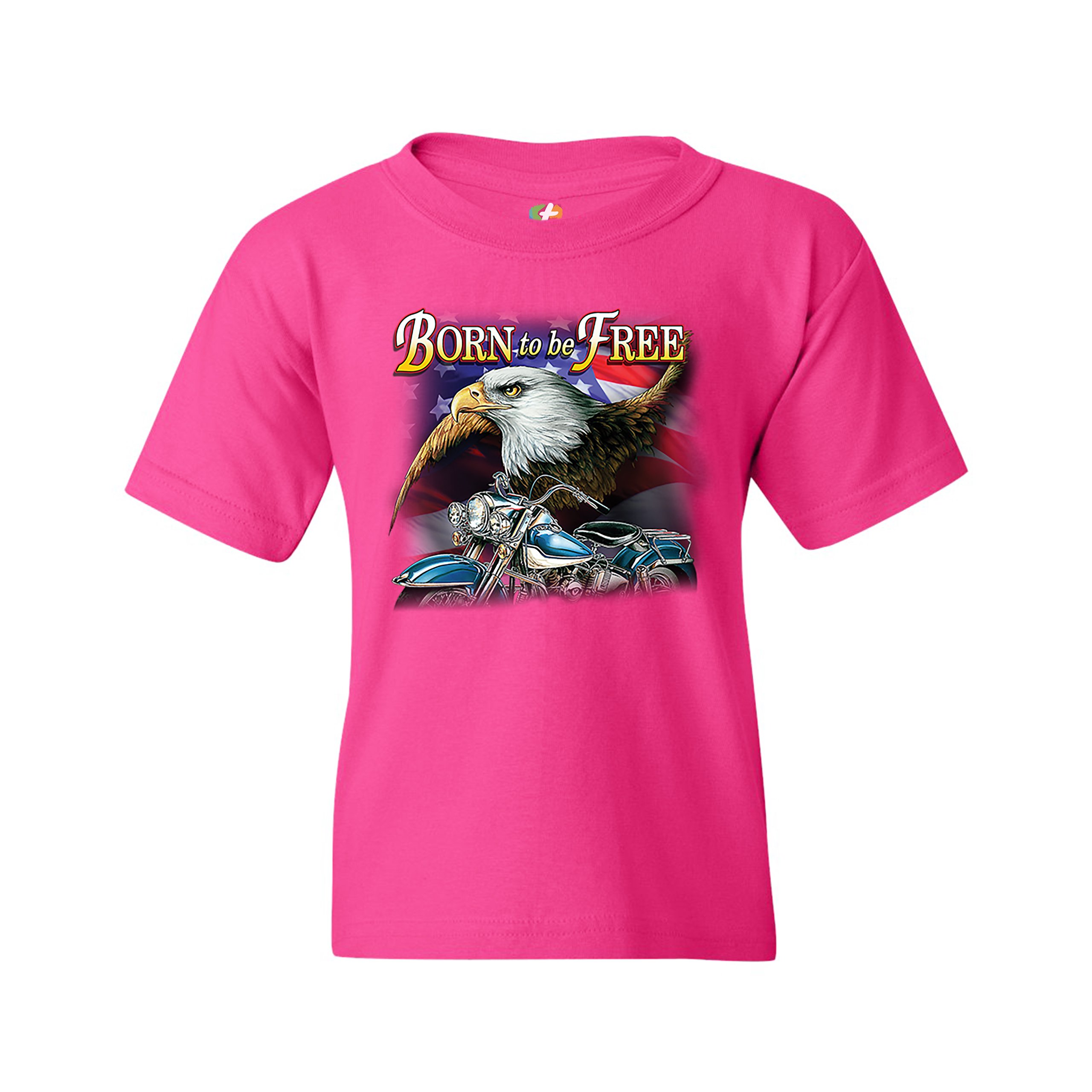 Born to Be Free Youth T-shirt American Bald Eagle Chopper Biker Patriotic Kids - Picture 27 of 29