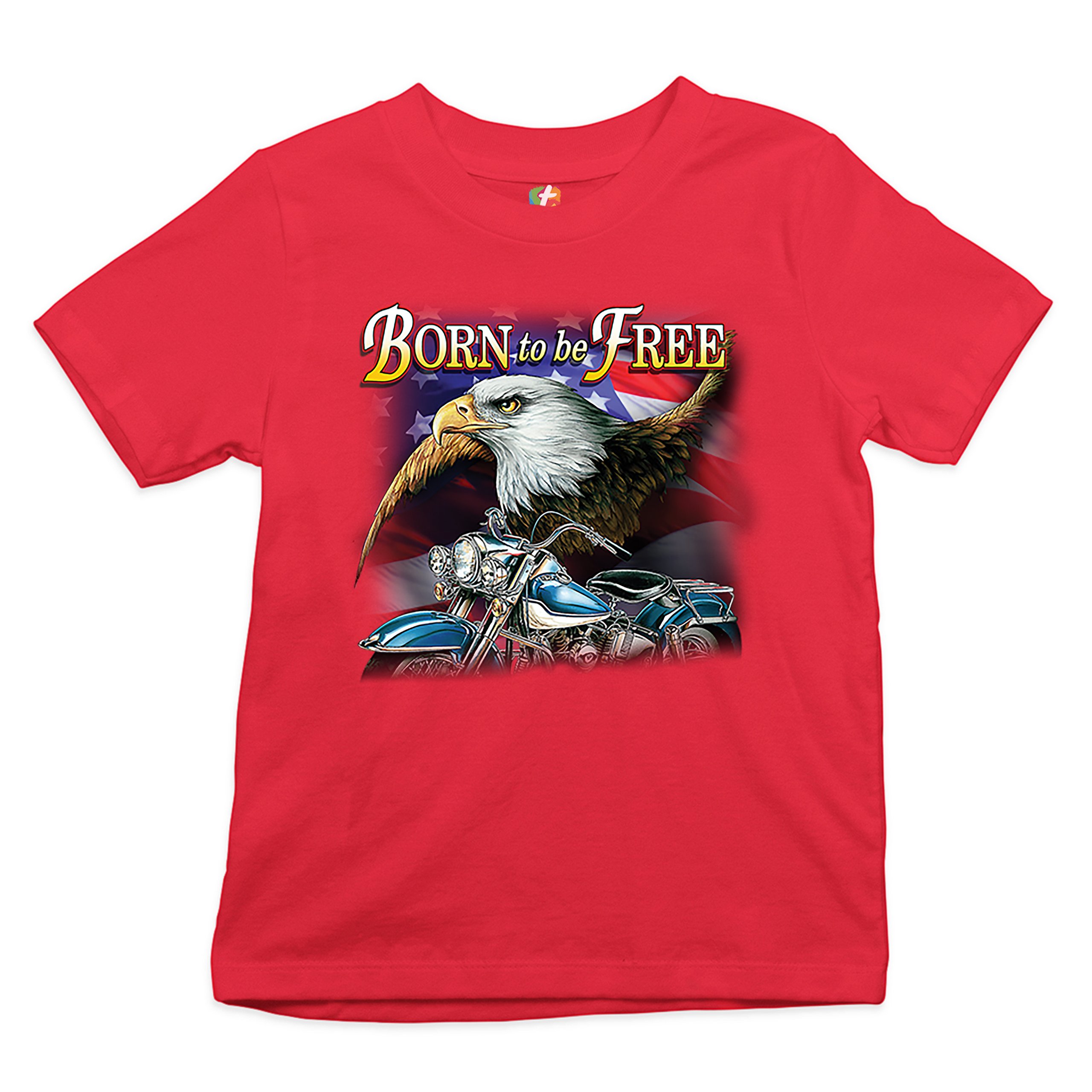 Born to Be Free Youth T-shirt American Bald Eagle Chopper Biker Patriotic Kids - Picture 10 of 29