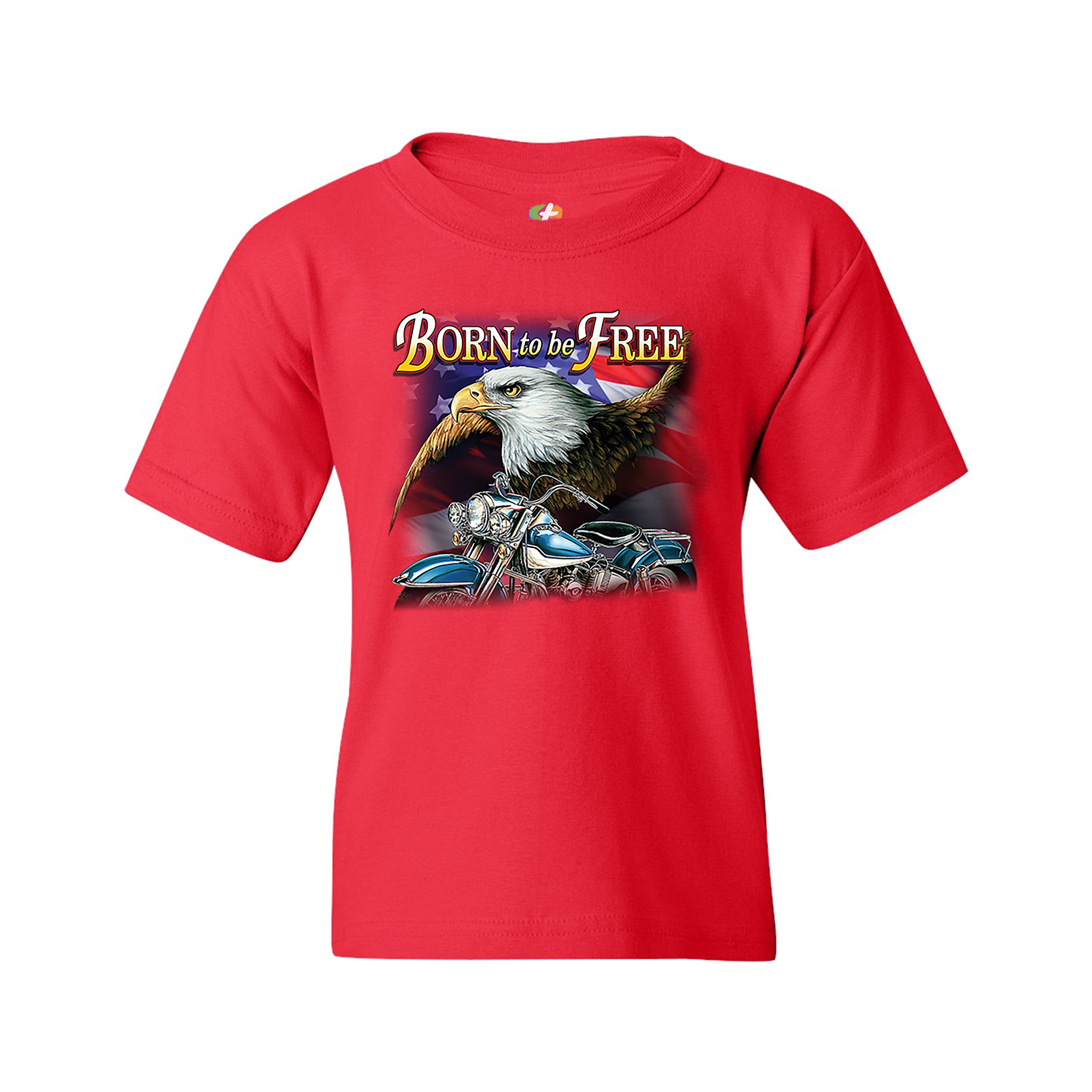Born to Be Free Youth T-shirt American Bald Eagle Chopper Biker Patriotic Kids - Picture 11 of 29