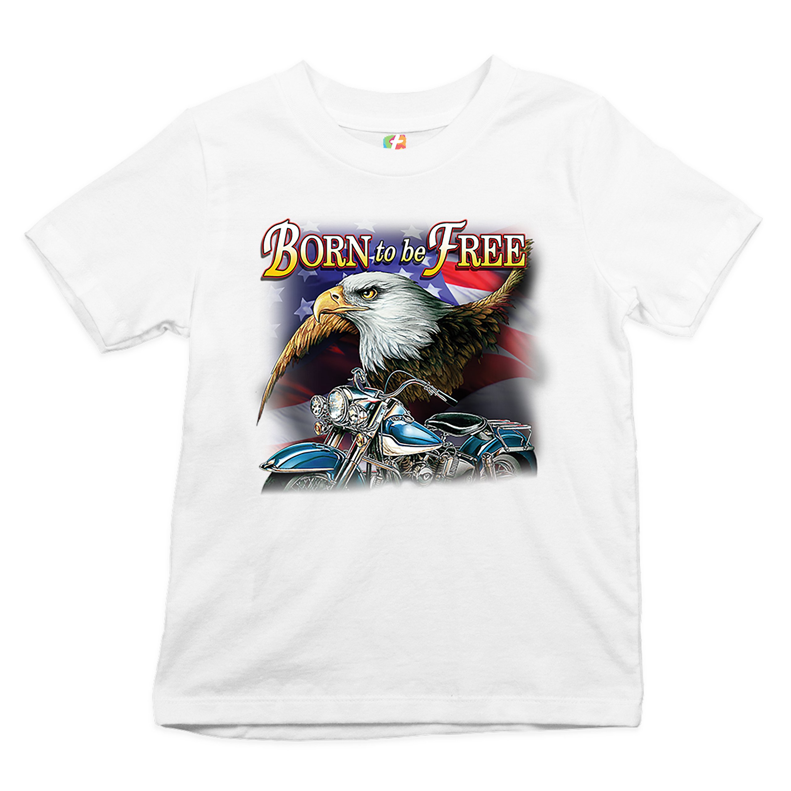 Born to Be Free Youth T-shirt American Bald Eagle Chopper Biker Patriotic Kids - Picture 14 of 29