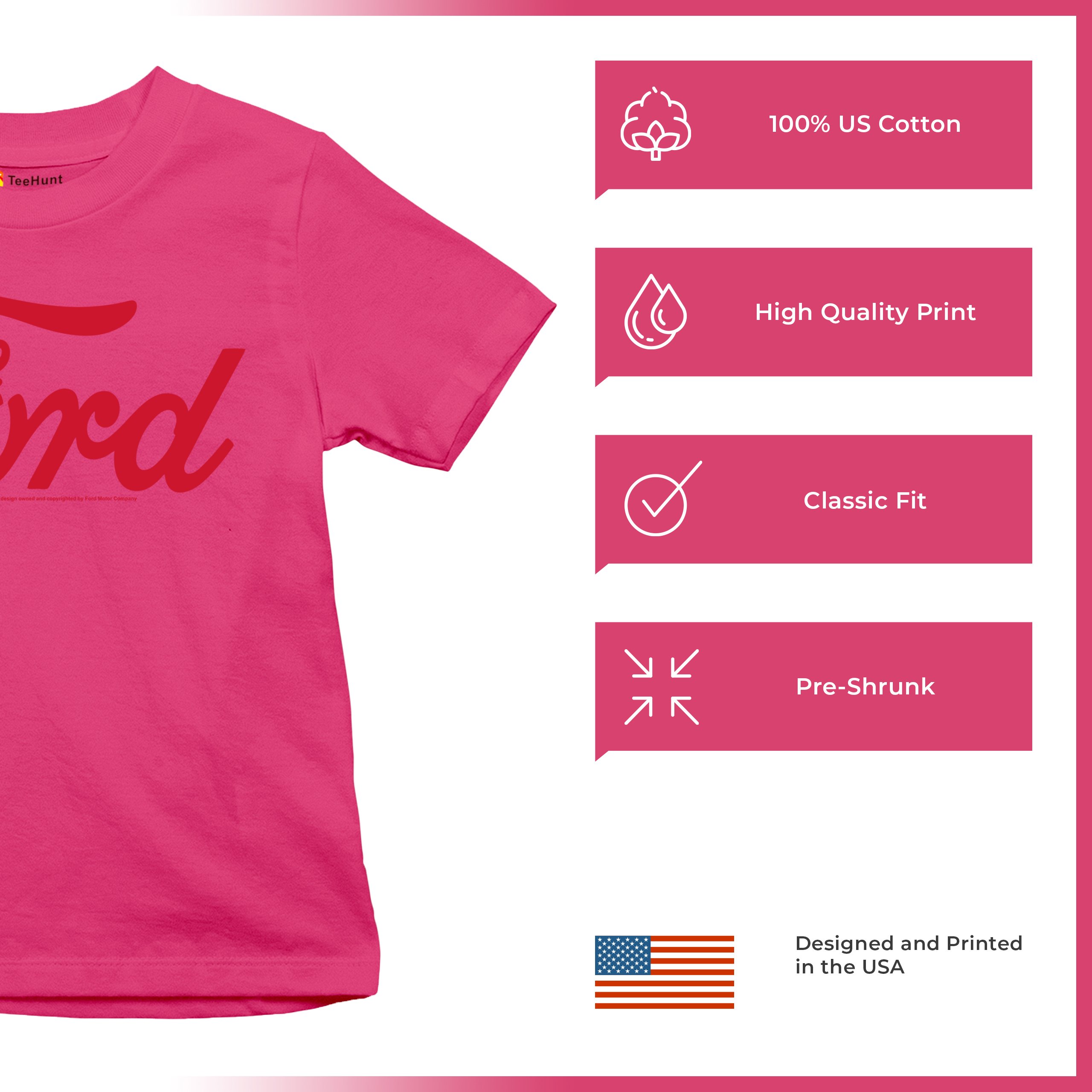 Ford Red Logo Youth T-shirt Official Trademarked Licensed Classic Retro Kids - Picture 42 of 43