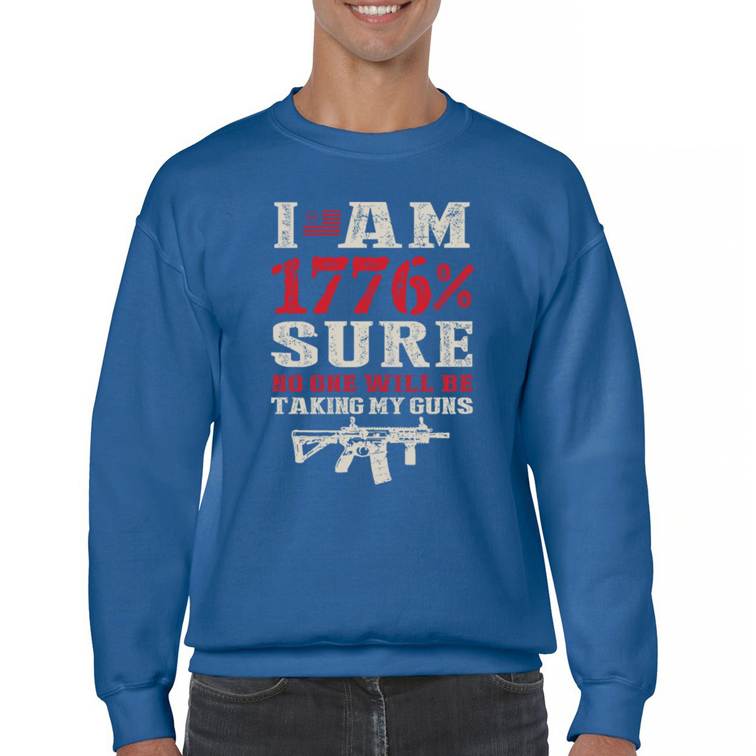 1776 Percent Patriotic Sweatshirt Gun Rights 2nd Amendment AR Rifle US Crewneck - Picture 23 of 29