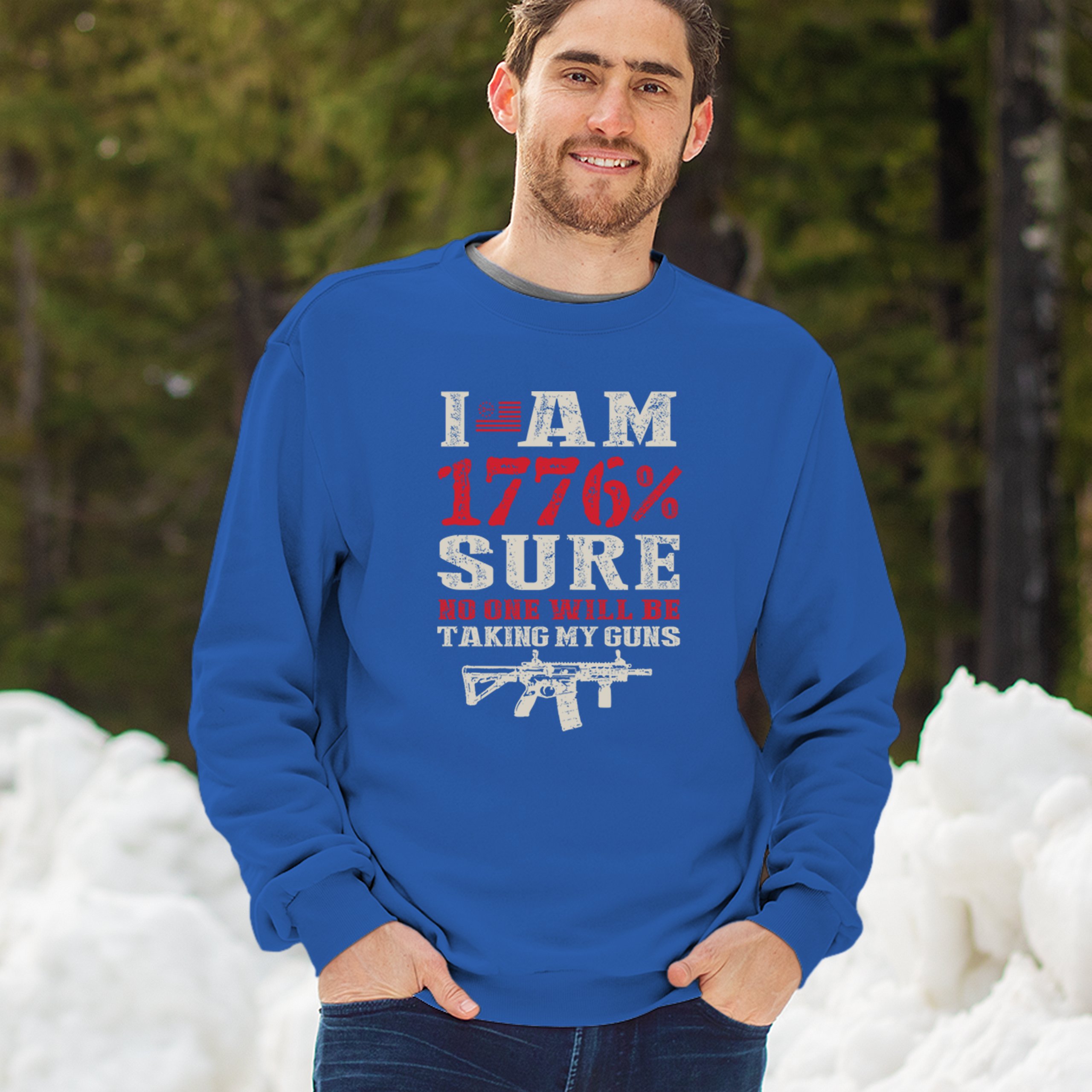 1776 Percent Patriotic Sweatshirt Gun Rights 2nd Amendment AR Rifle US Crewneck - Picture 26 of 29
