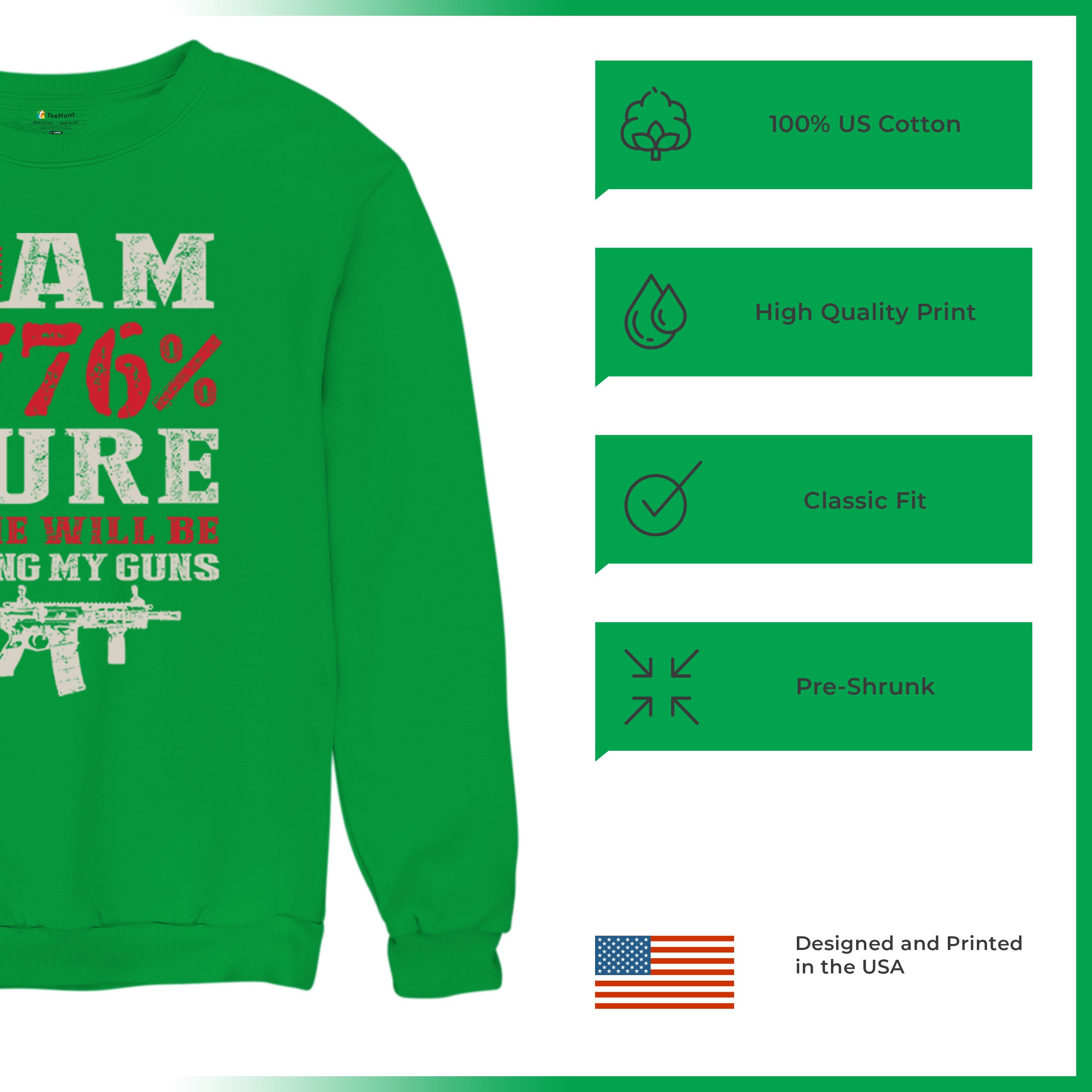 1776 Percent Patriotic Sweatshirt Gun Rights 2nd Amendment AR Rifle US Crewneck - Picture 21 of 29