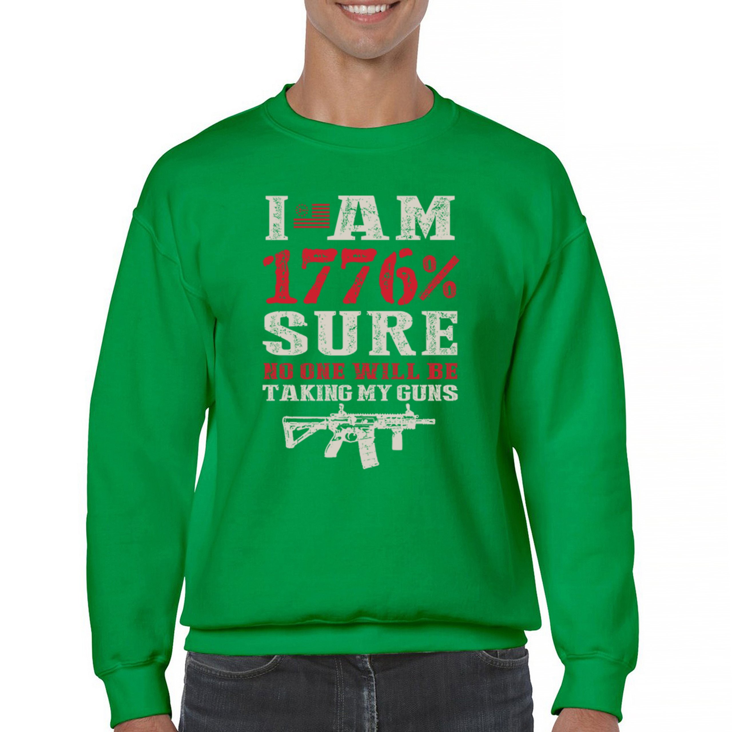 1776 Percent Patriotic Sweatshirt Gun Rights 2nd Amendment AR Rifle US Crewneck - Picture 16 of 29