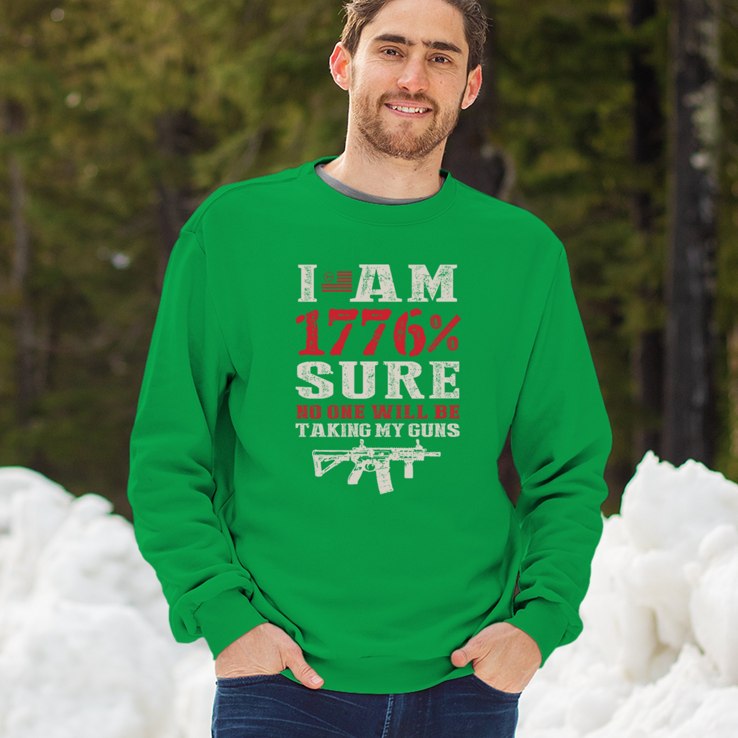 1776 Percent Patriotic Sweatshirt Gun Rights 2nd Amendment AR Rifle US Crewneck - Picture 19 of 29