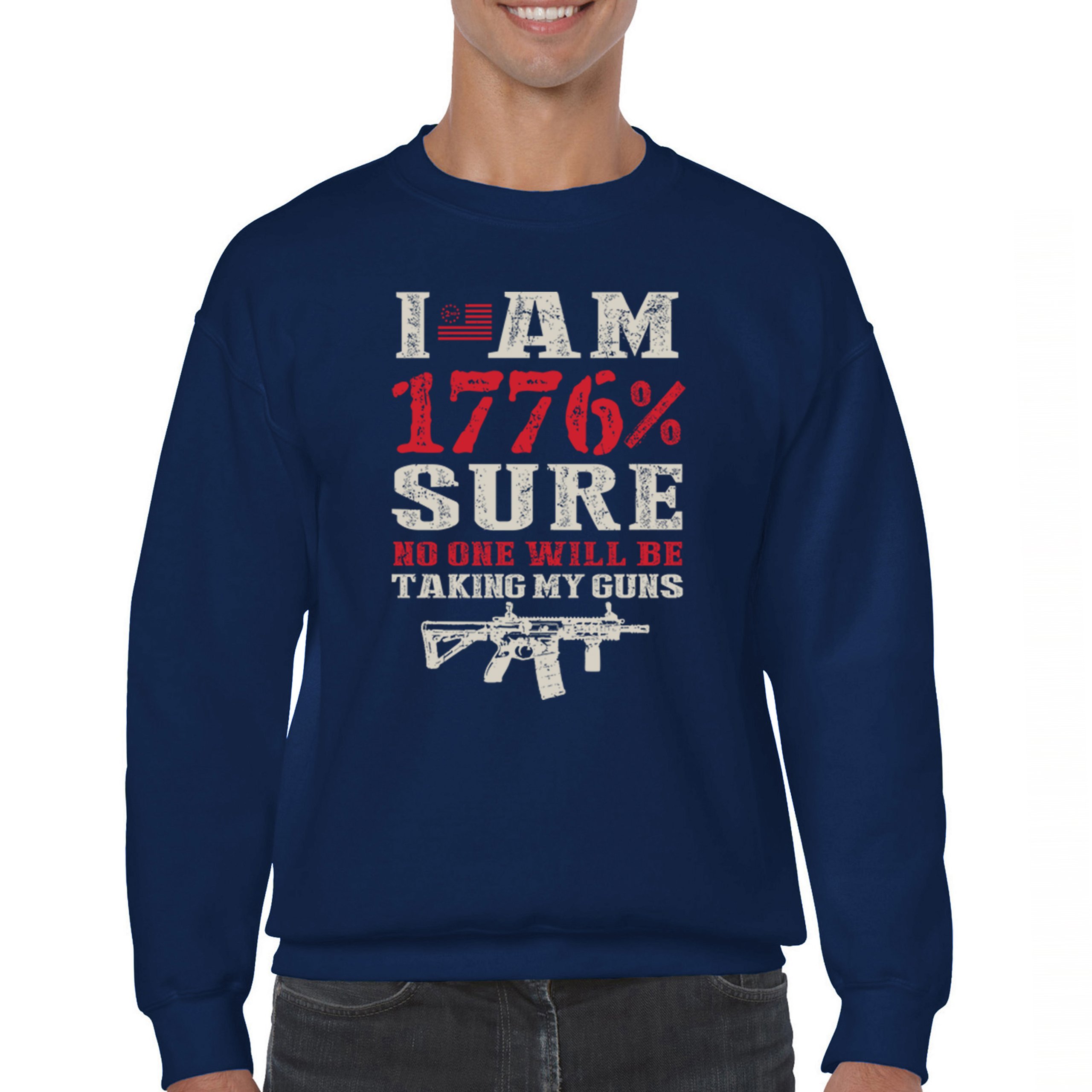 1776 Percent Patriotic Sweatshirt Gun Rights 2nd Amendment AR Rifle US Crewneck - Picture 9 of 29
