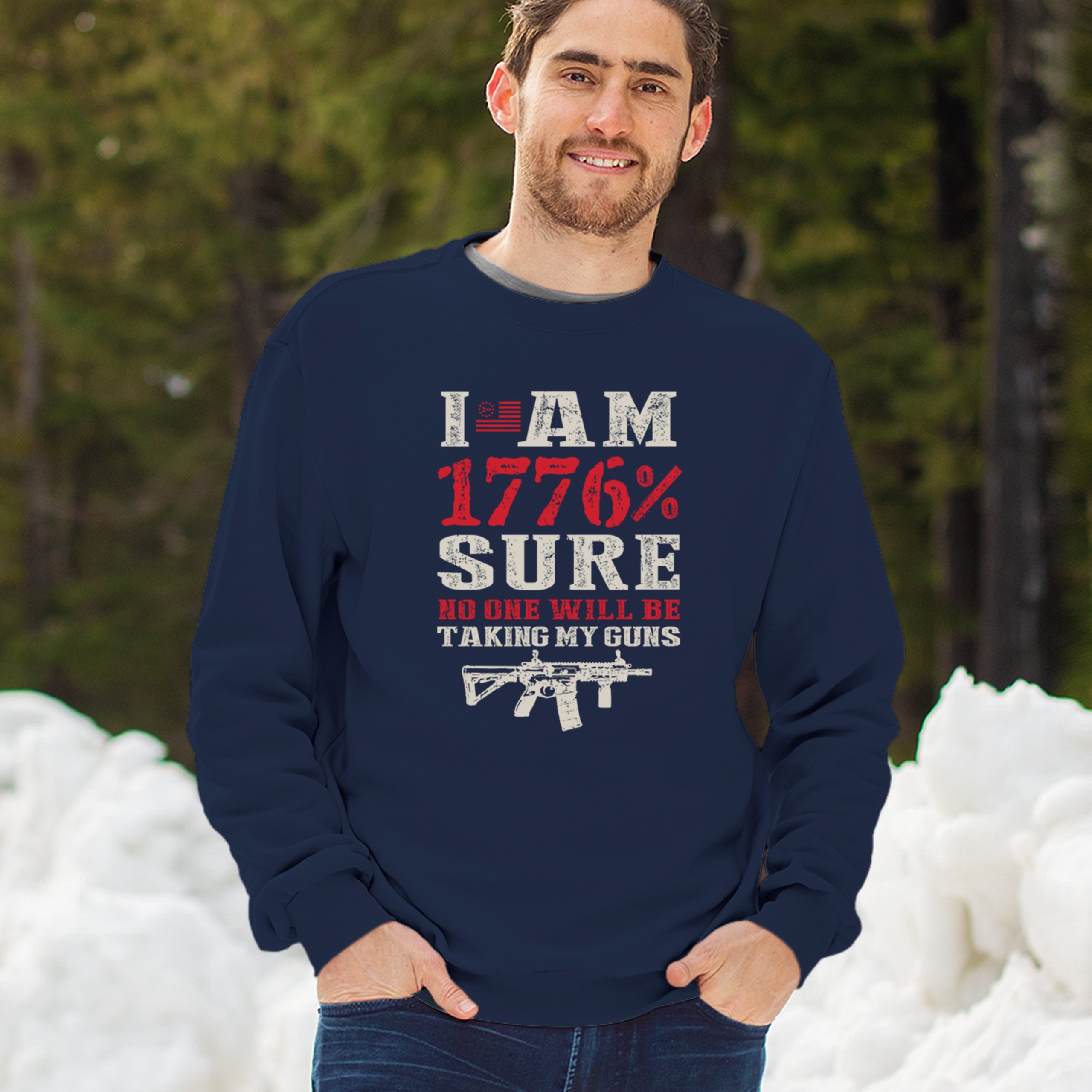 1776 Percent Patriotic Sweatshirt Gun Rights 2nd Amendment AR Rifle US Crewneck - Picture 12 of 29