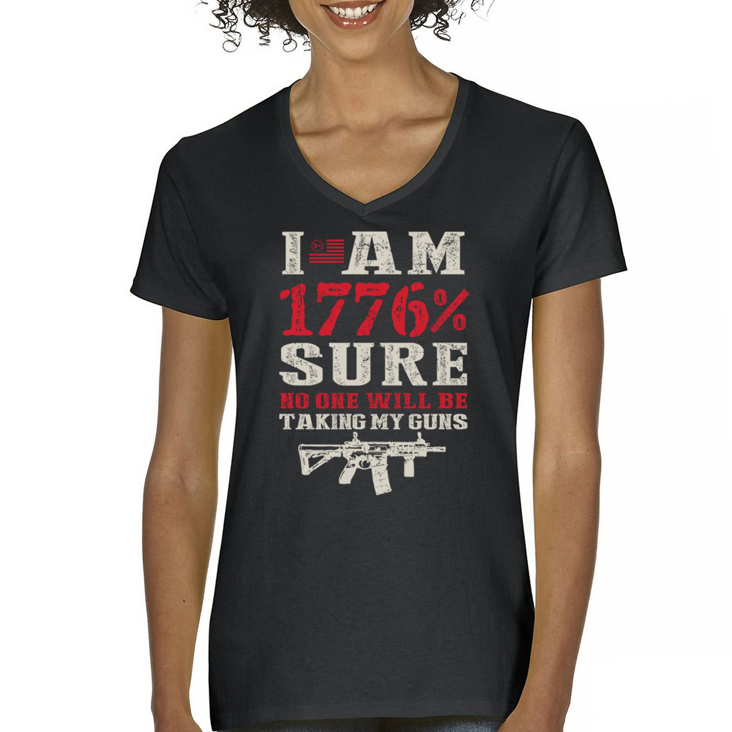 1776 Percent Patriotic Women’s V-Neck T-shirt Gun Rights 2nd Amendment US Tee