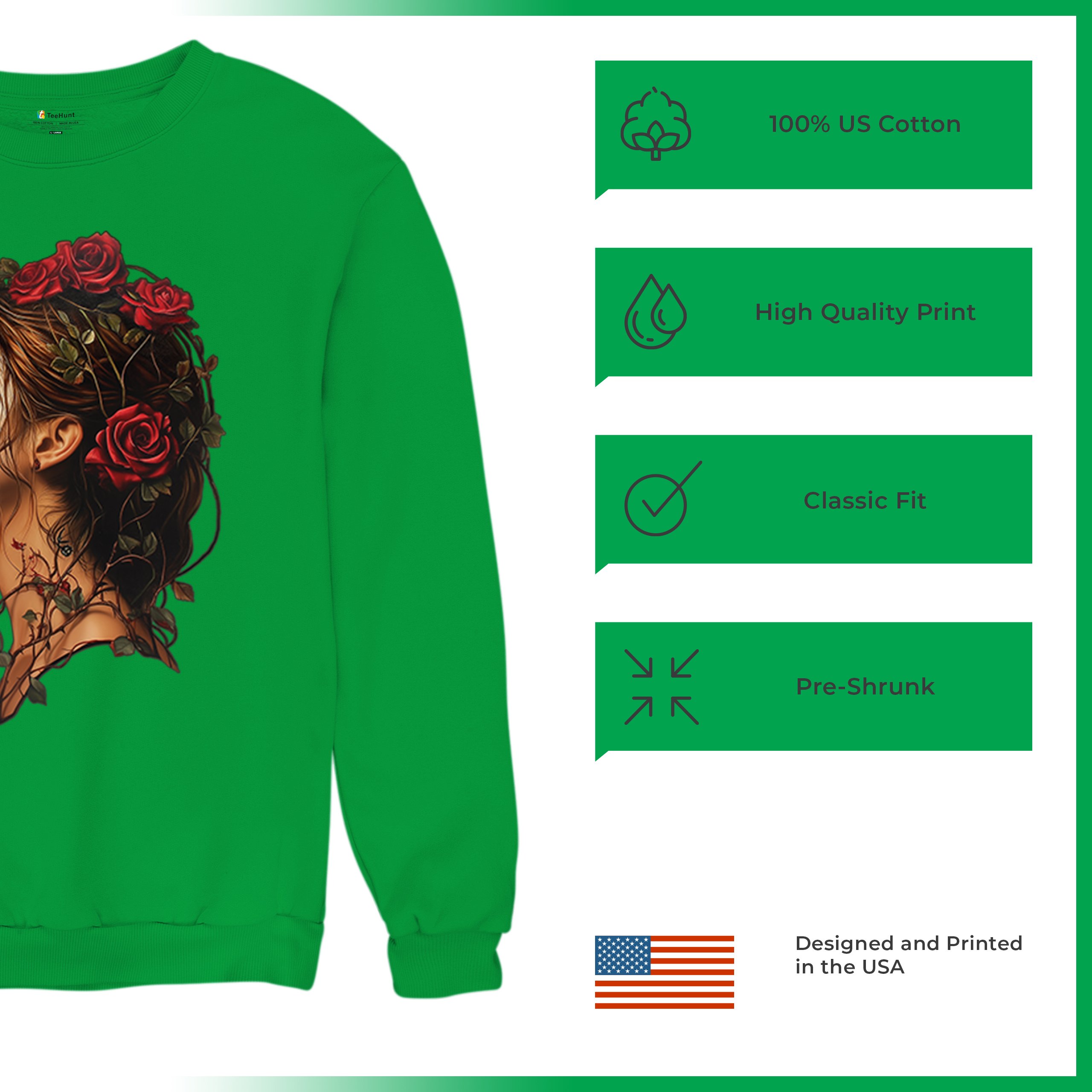 Sudadera Perfil Calavera de Azúcar Día de Los Muertos Cara Esqueleto Floral Cuello Redondo - Imagen 42 de 50