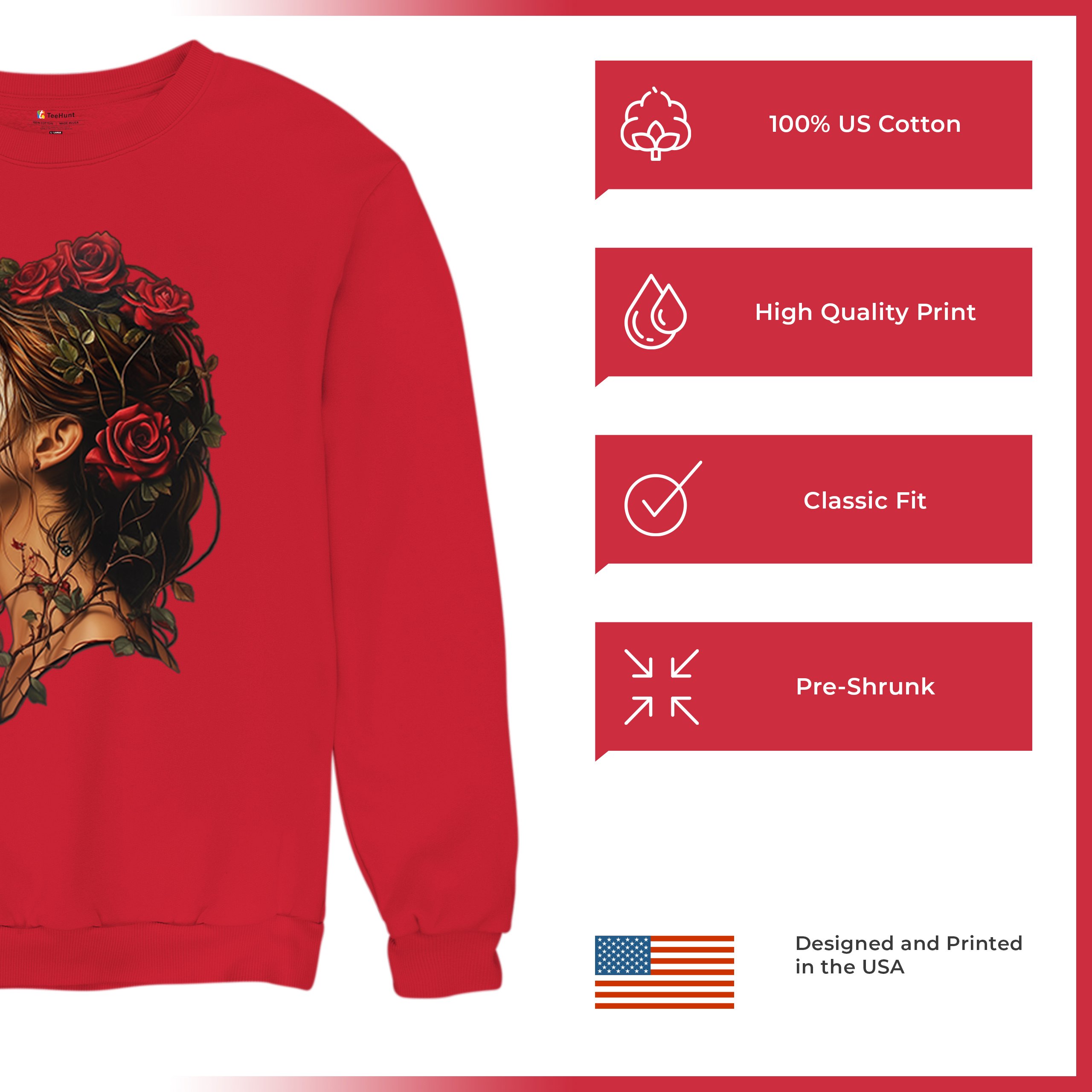 Sudadera Perfil Calavera de Azúcar Día de Los Muertos Cara Esqueleto Floral Cuello Redondo - Imagen 21 de 50