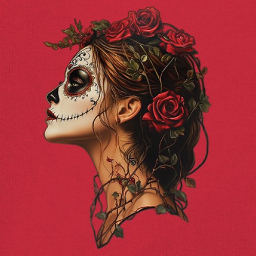 Sudadera Perfil Calavera de Azúcar Día de Los Muertos Cara Esqueleto Floral Cuello Redondo - Imagen 18 de 50