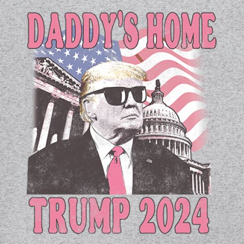 Daddy's Home Trump 2024 Women's V-Neck T-shirt MAGA 47 President Vote Red Tee