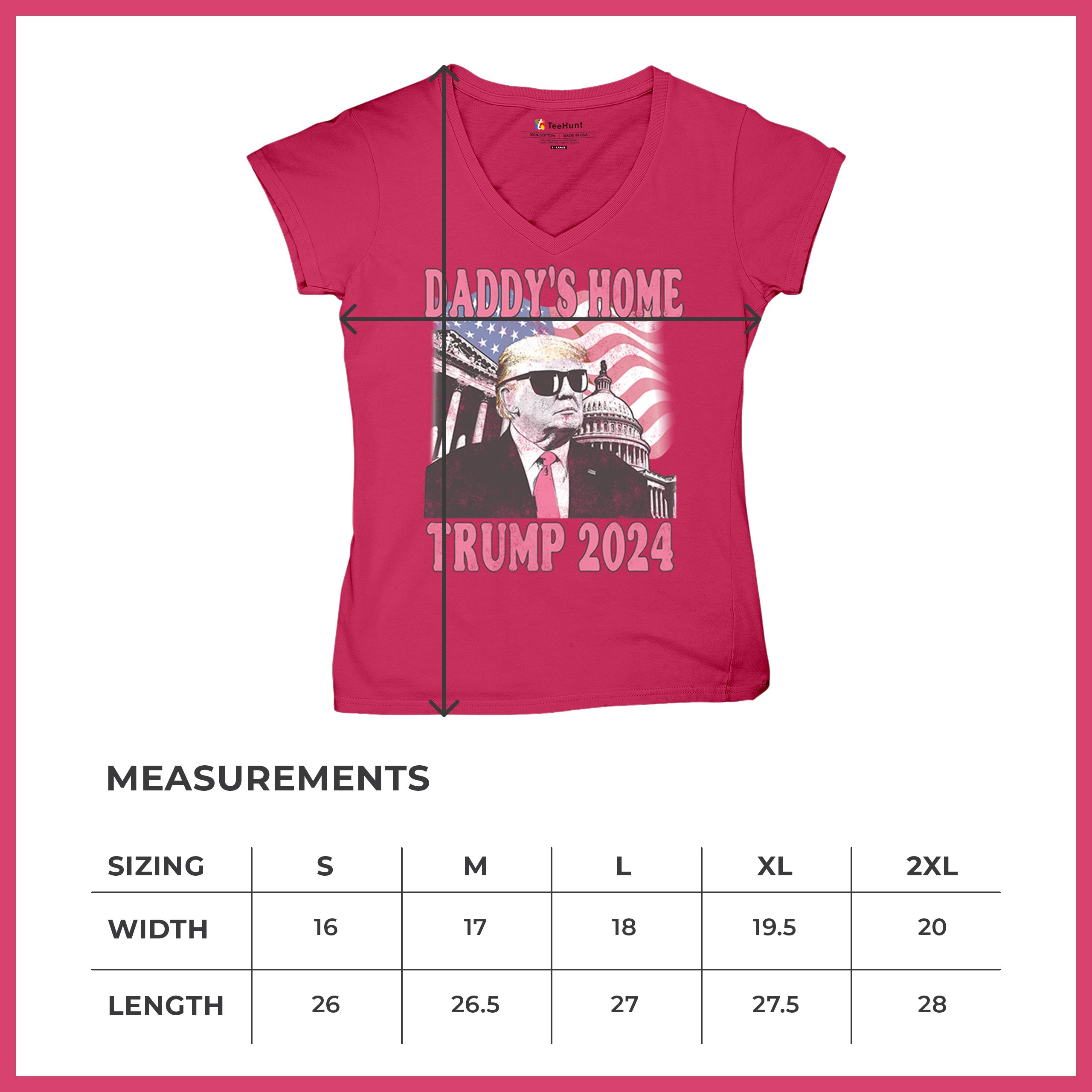 Daddy's Home Trump 2024 Women's V-Neck T-shirt MAGA 47 President Vote Red Tee