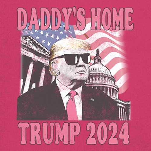 Daddy's Home Trump 2024 Women's V-Neck T-shirt MAGA 47 President Vote Red Tee