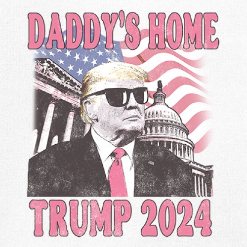 Daddy's Home Trump 2024 Women's V-Neck T-shirt MAGA 47 President Vote Red Tee